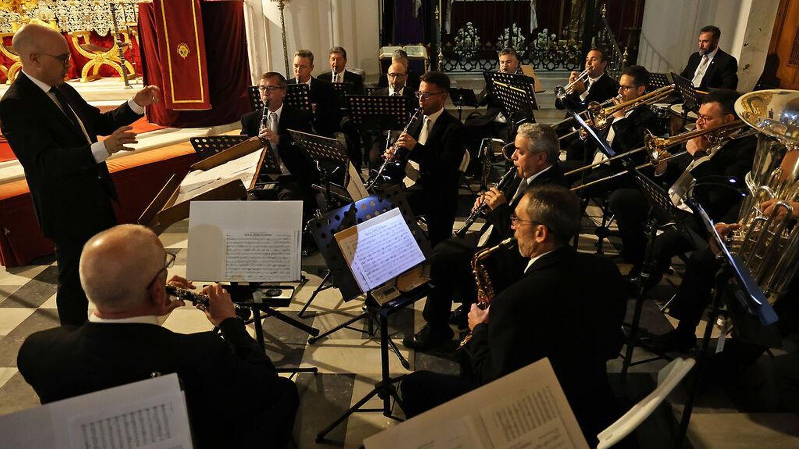 La Banda Sinfónica Municipal de Huelva, durante el acto. La Banda Sinfónica Municipal de Huelva, durante el acto.
