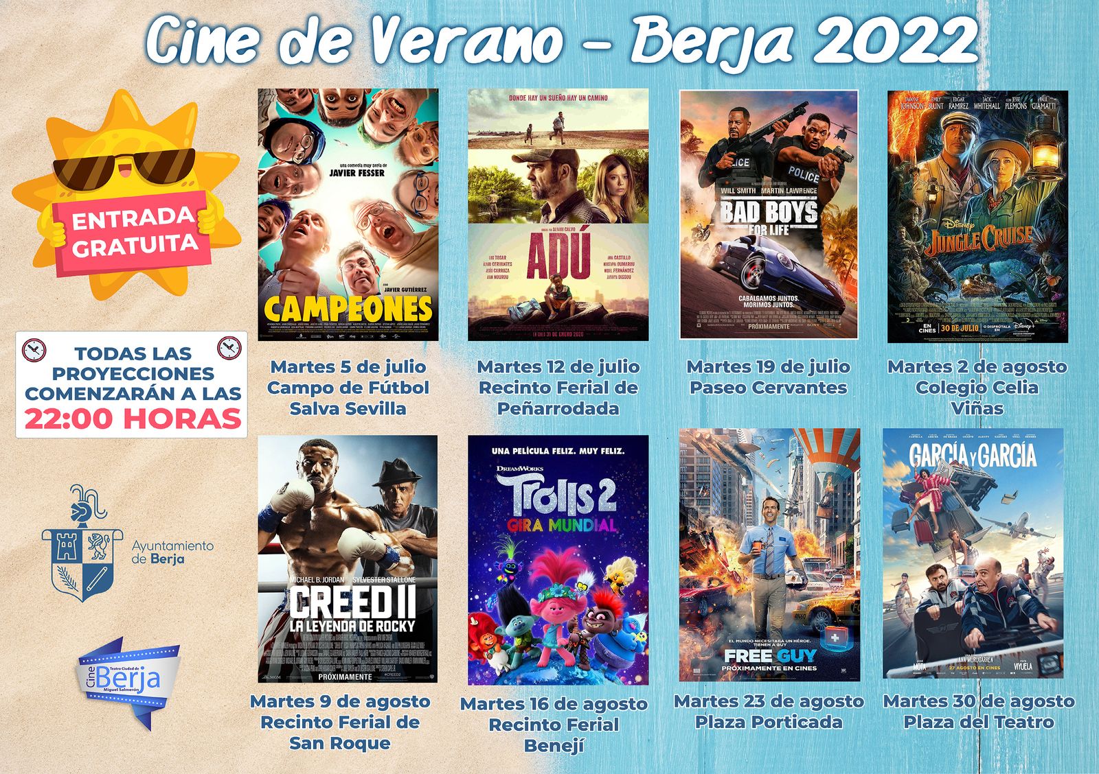 Estas son las ocho películas que se proyectan este verano en Berja.