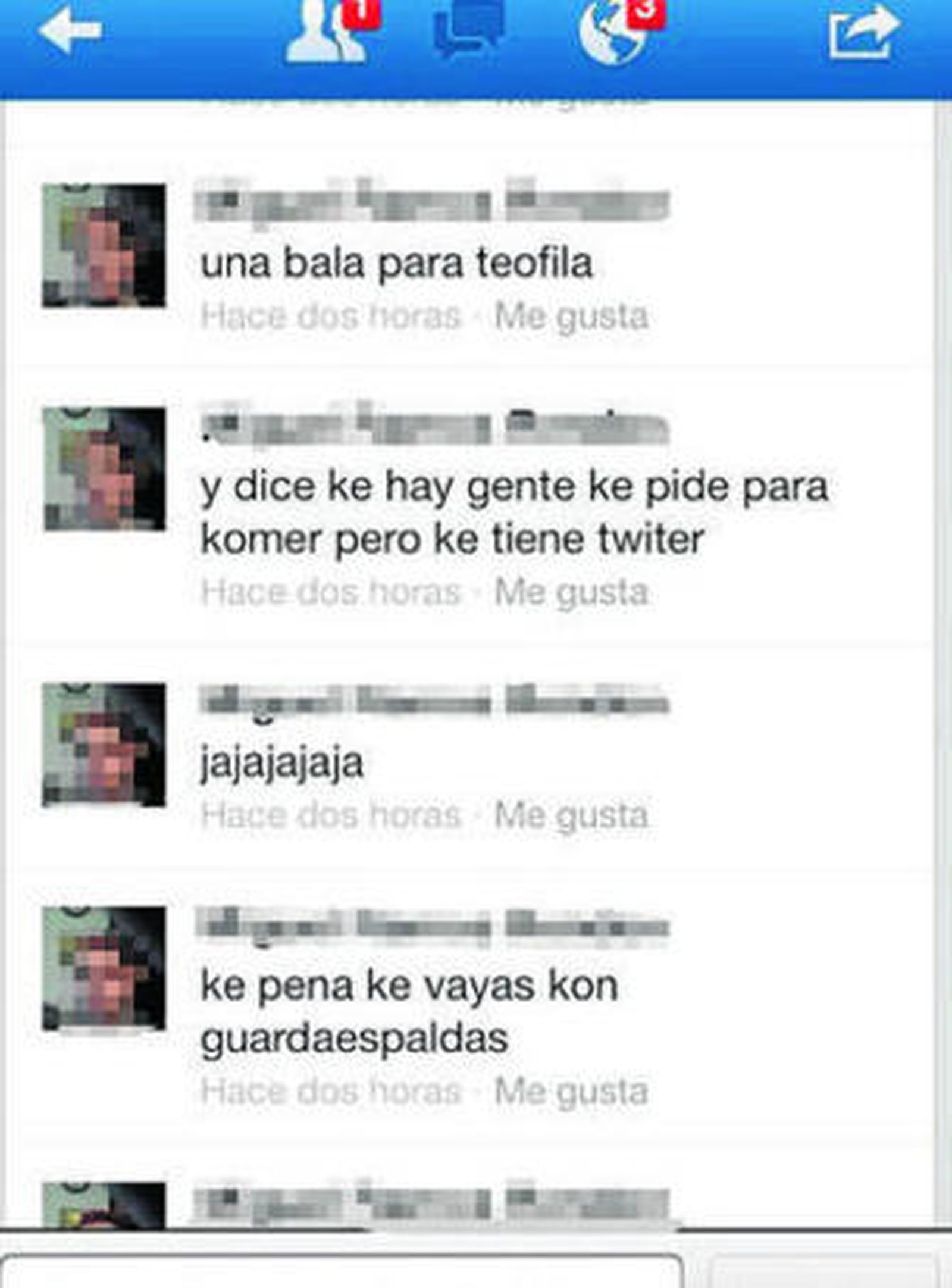 Captura de Facebook con las amenazas a la alcaldesa de Cádiz.