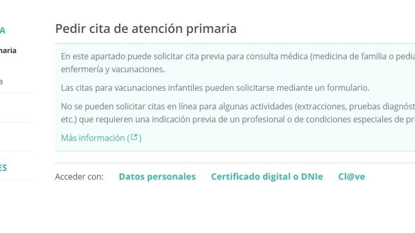Pedir cita sas datos personales