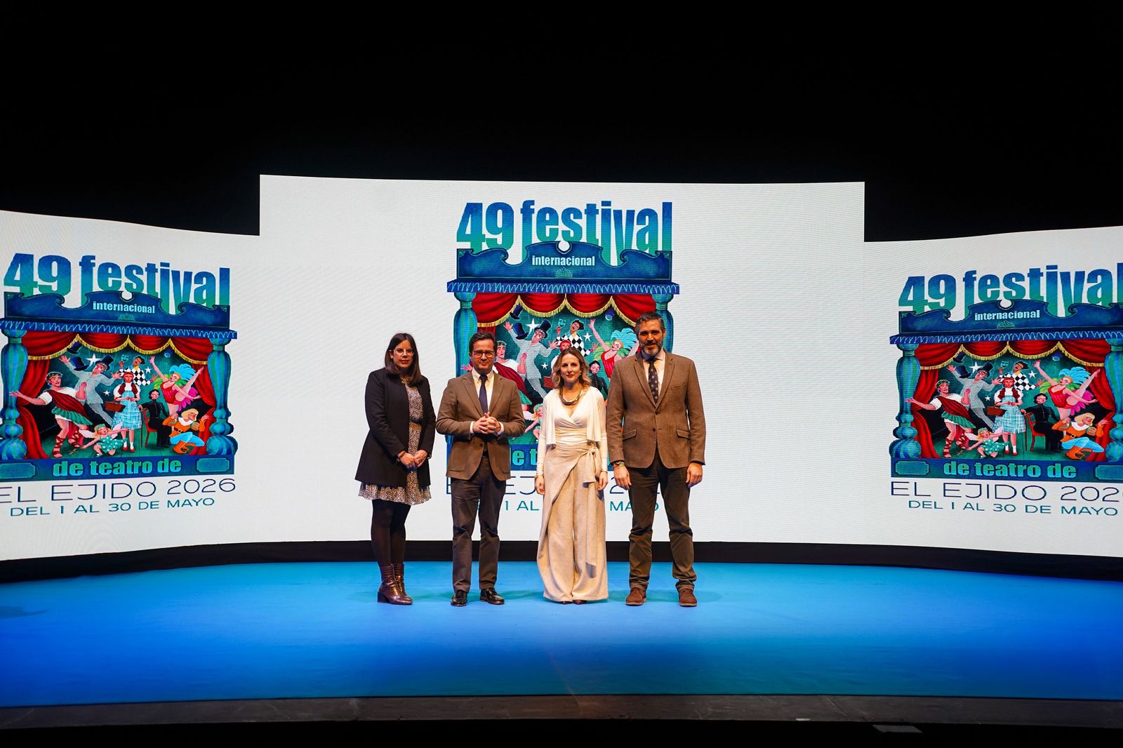 Almudena Morales, Francisco Góng ora, Elena Gómez y Juan José Alonso presentando el Festival de Teatro de El Ejido.
