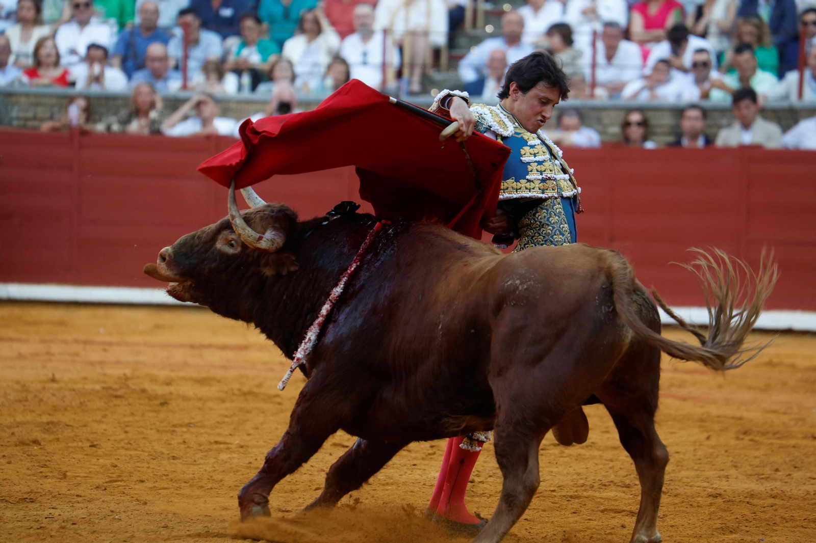 Manuel Román, Juan Ortega y Roca Rey, en la plaza de toros de Córdoba