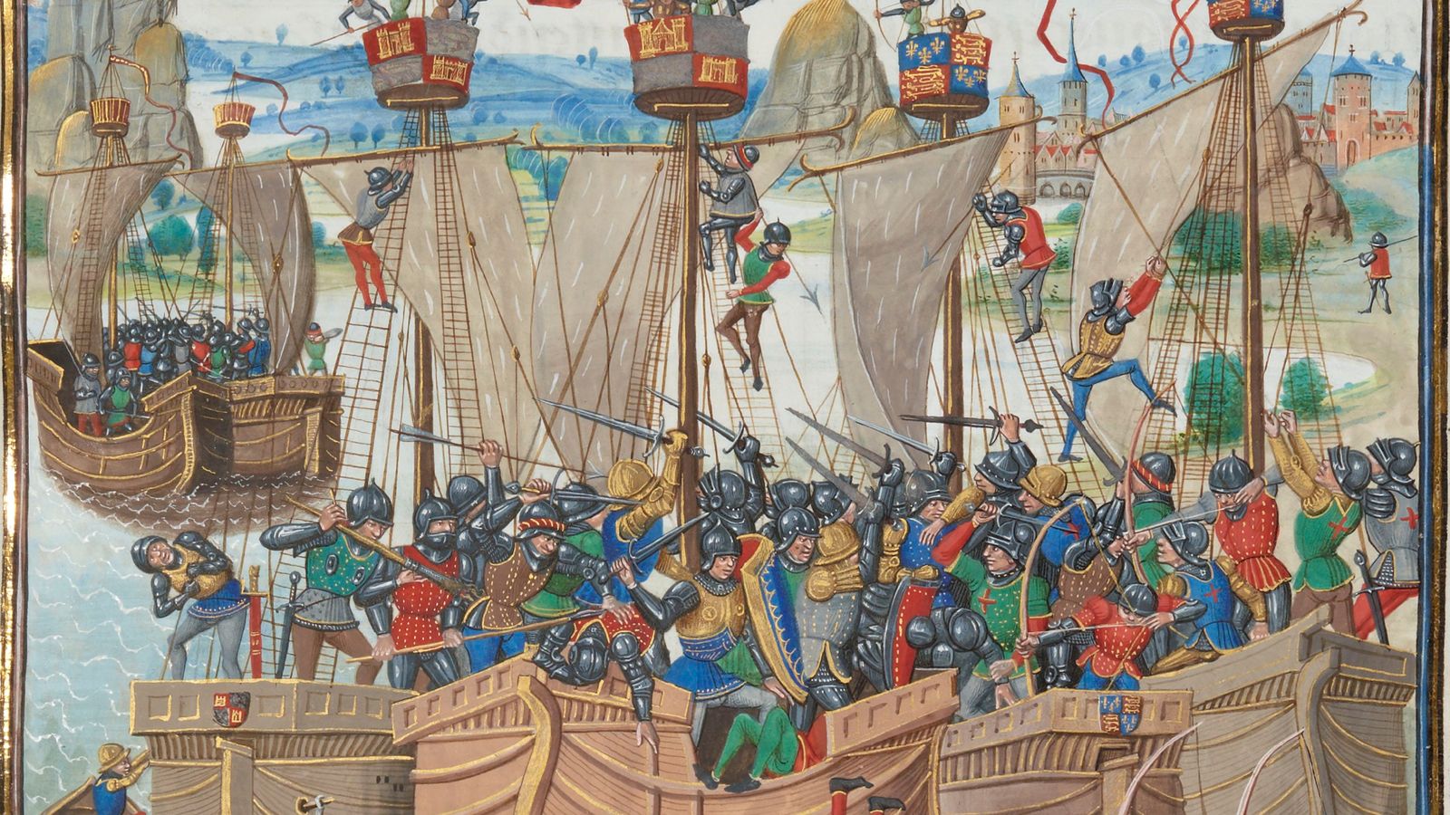 Ilustración de la batalla naval de La Rochelle, en la que participó Fernando Sánchez de Tovar.