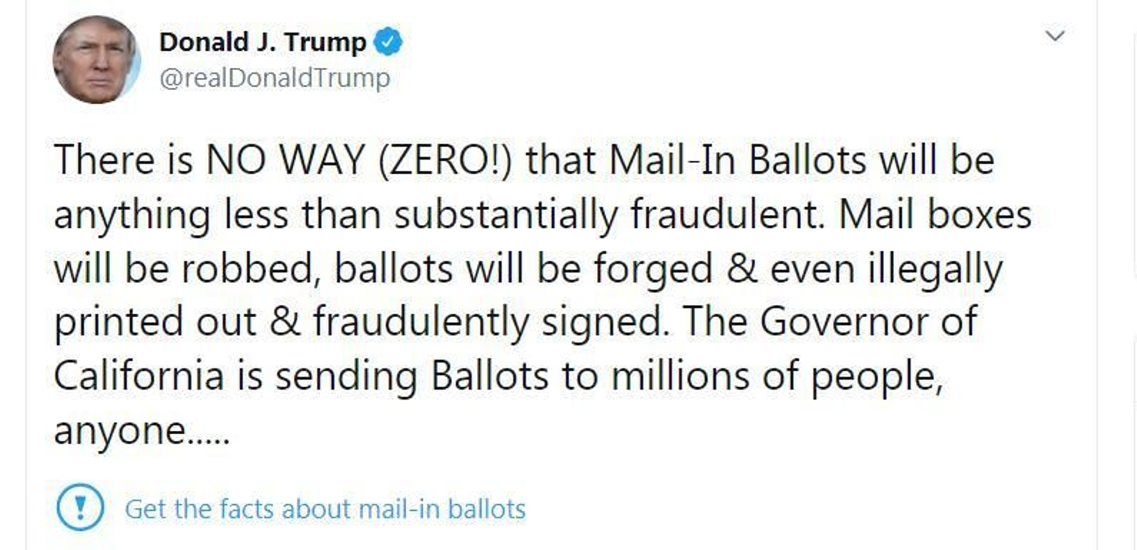 Uno de los mensajes de Donald Trump marcados por Twitter