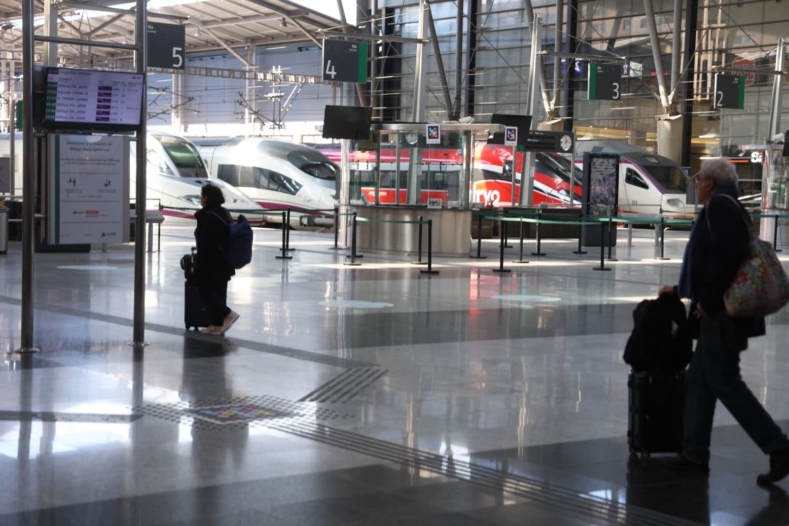 Los trenes de alta velocidad aguardan en María Zambrano a la espera de que abran la línea.