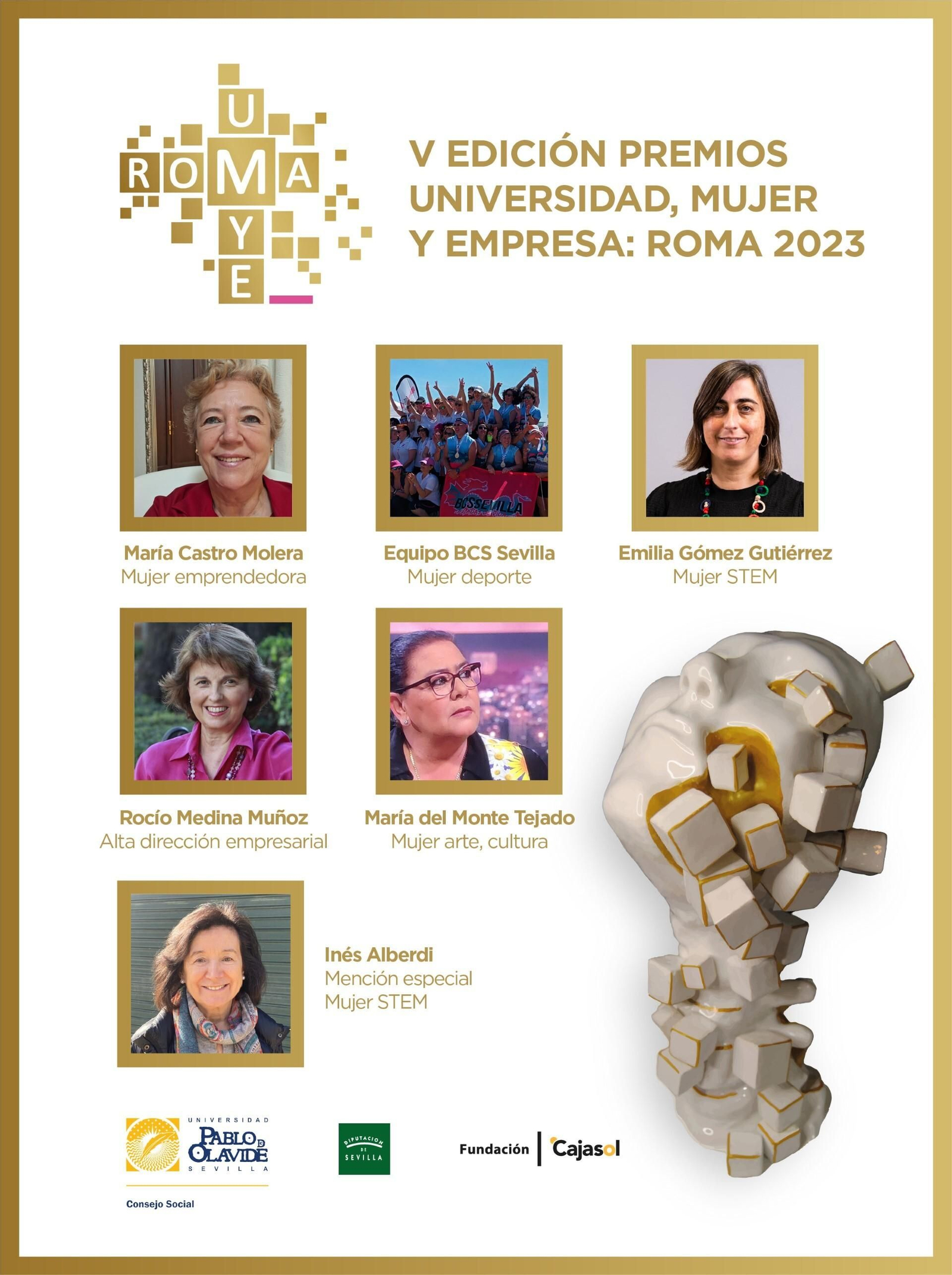 El cartel de los premios con todas las distinguidas.