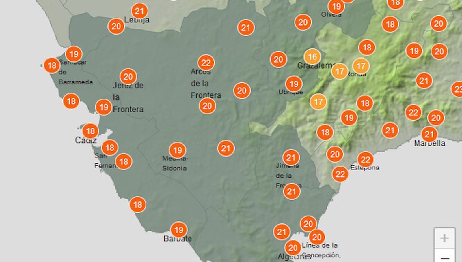 Previsión de temperaturas para este miércoles.