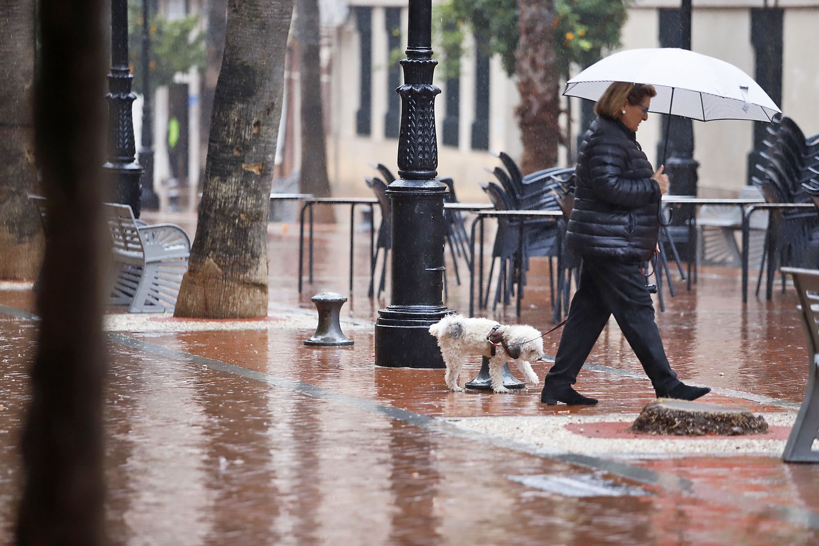 imágenes de la lluviosa mañana en Huelva