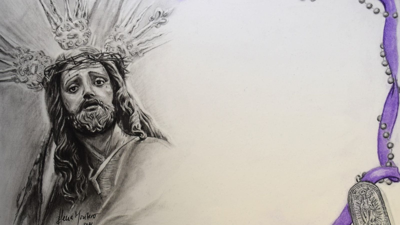 La papeleta pintada para el vía crucis de la Corona