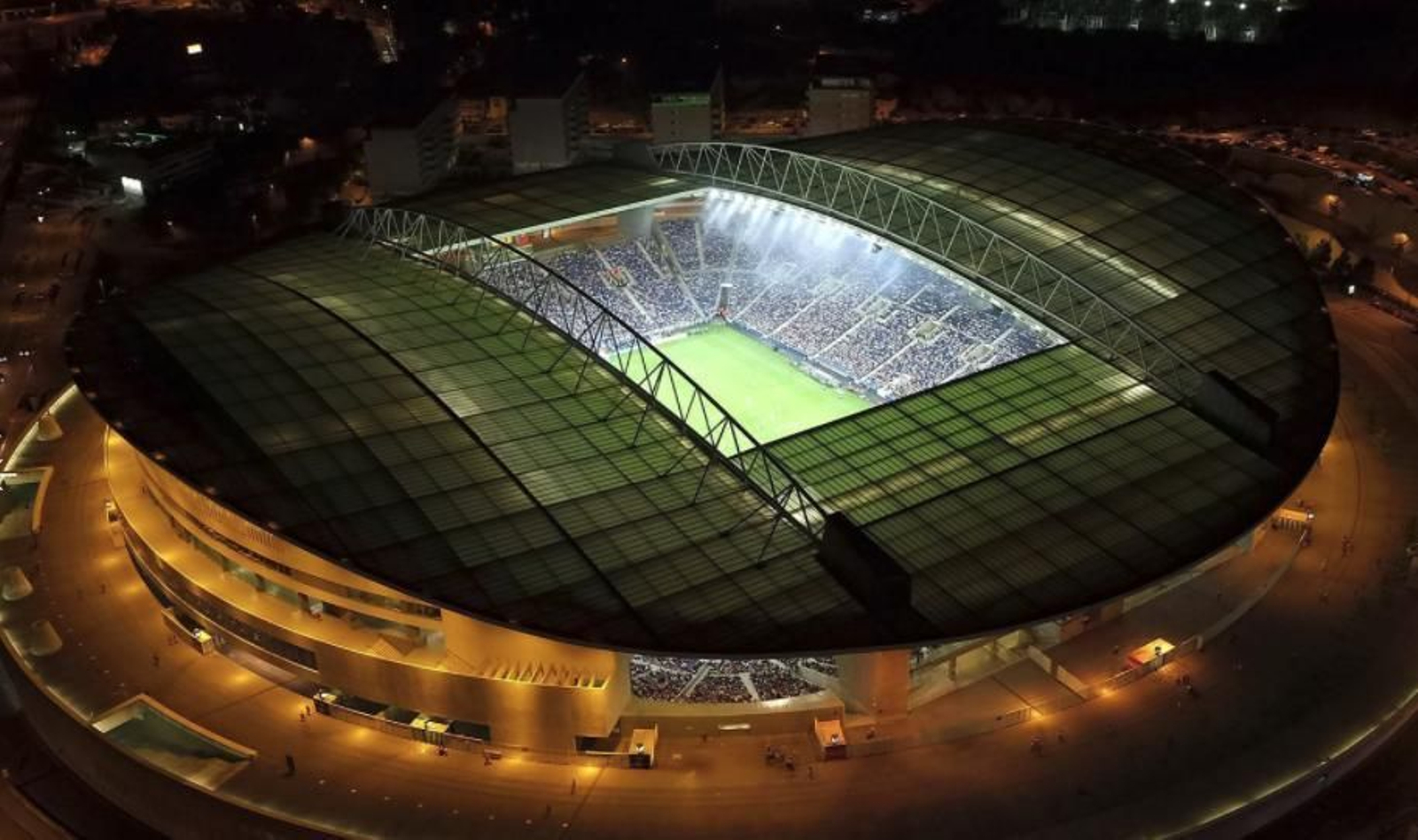 Imagen aérea del Estadio do Dragao de Oporto.