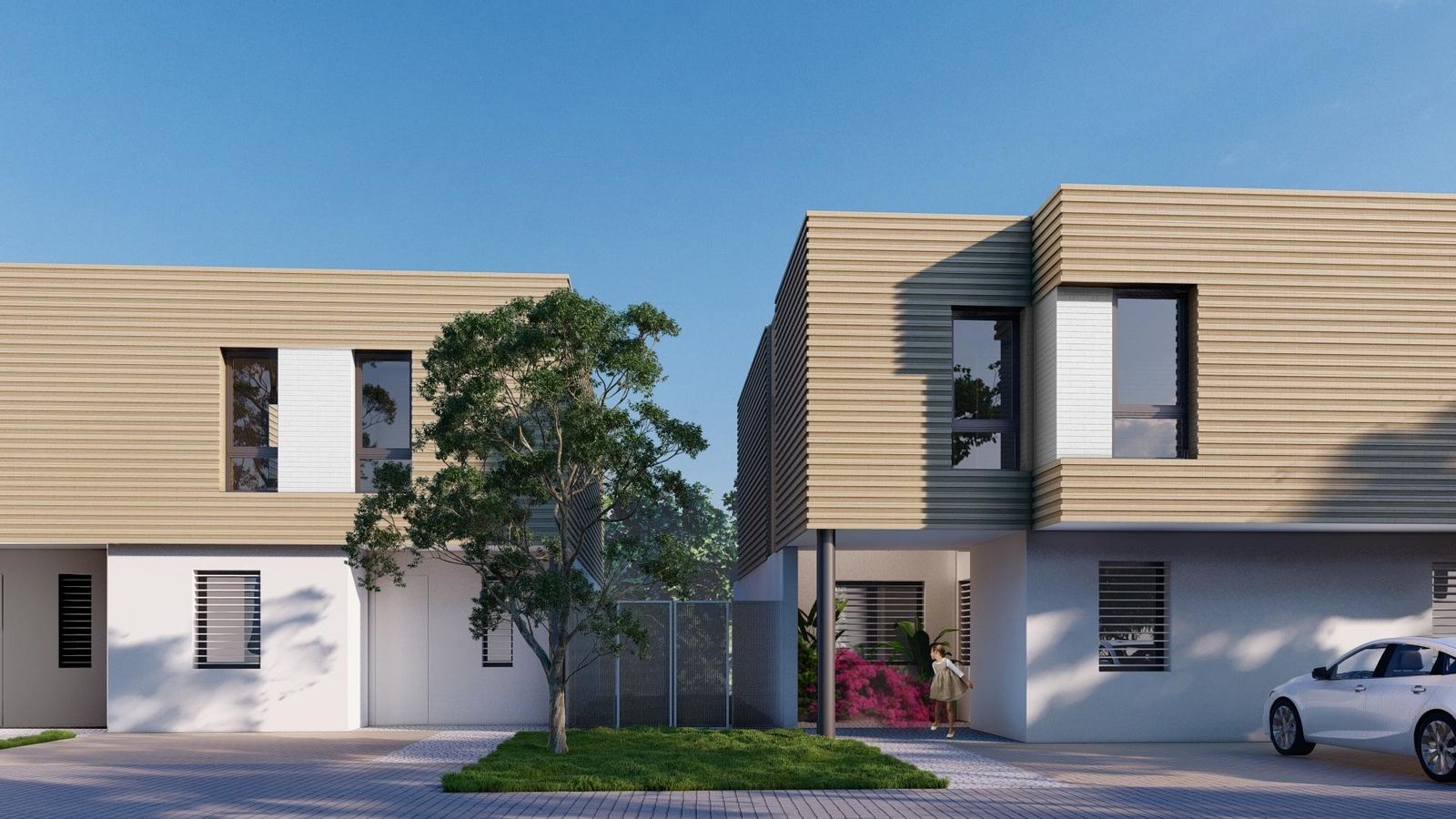 Varias de la viviendas unifamiliares de las promociones iniciales.