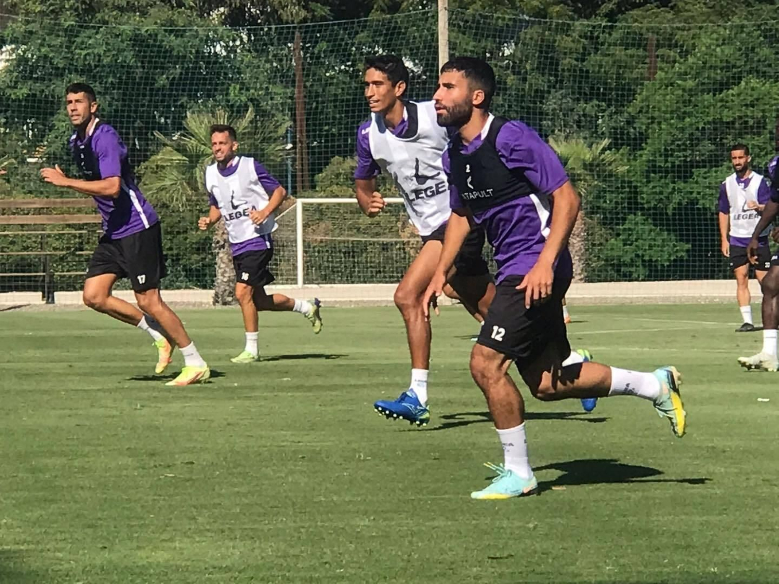 Yassin Fekir, en su primer entrenamiento con la Balona
