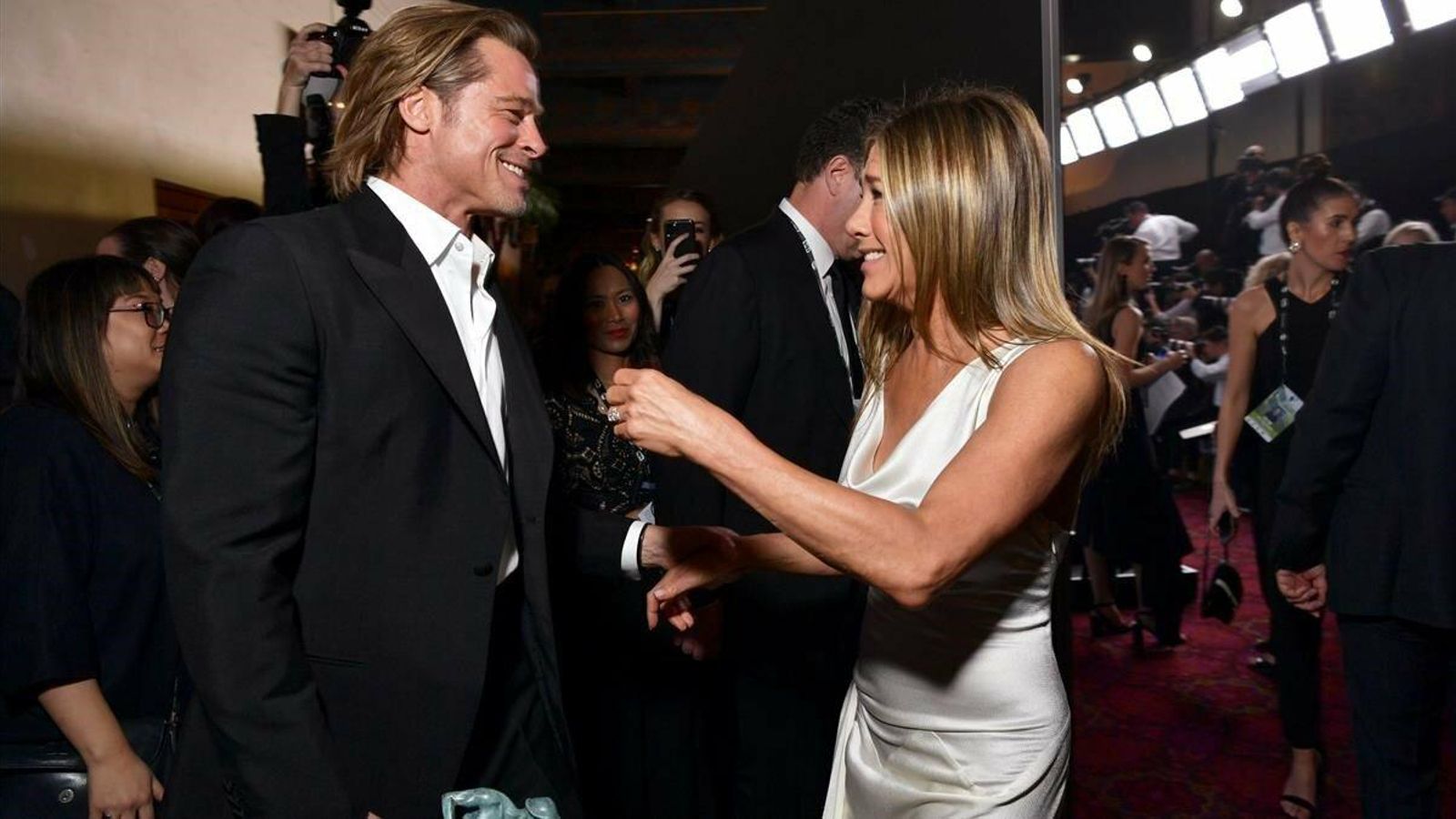 Pitt y Aniston, en su reciente reencuentro en unos premios.