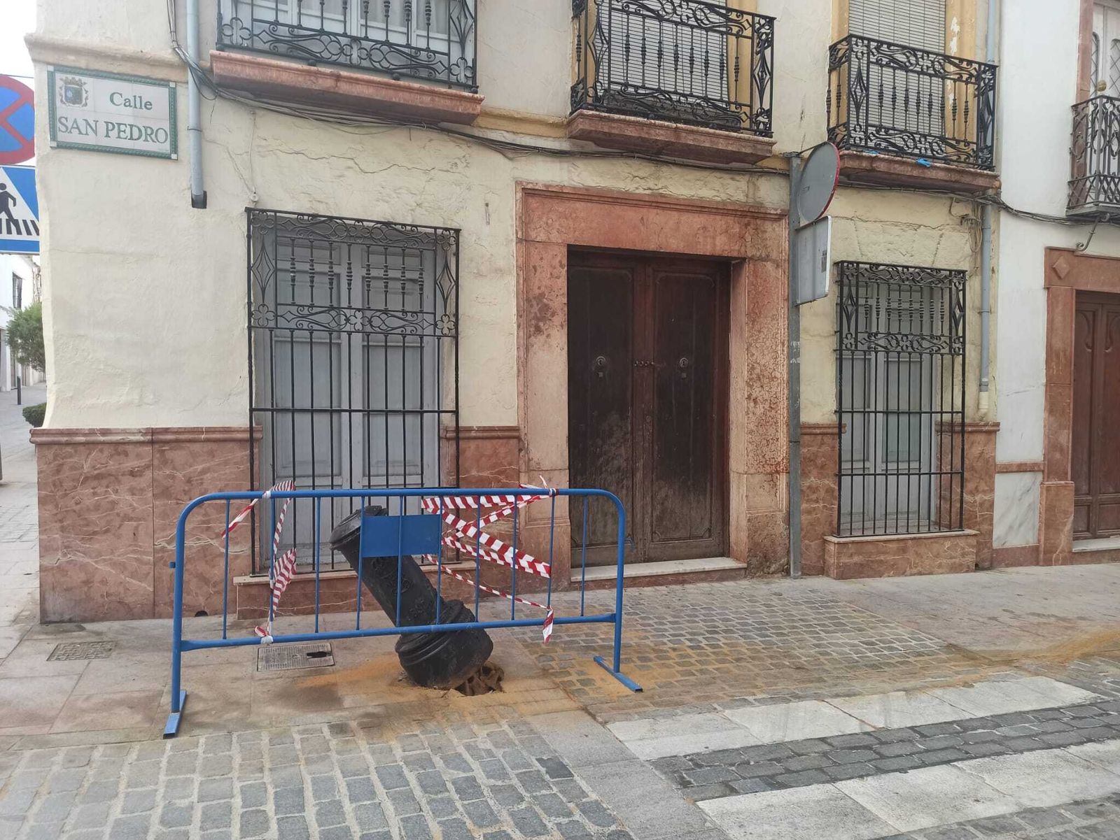 Lugar donde ocurrió el accidente, en la calle San Pedro.