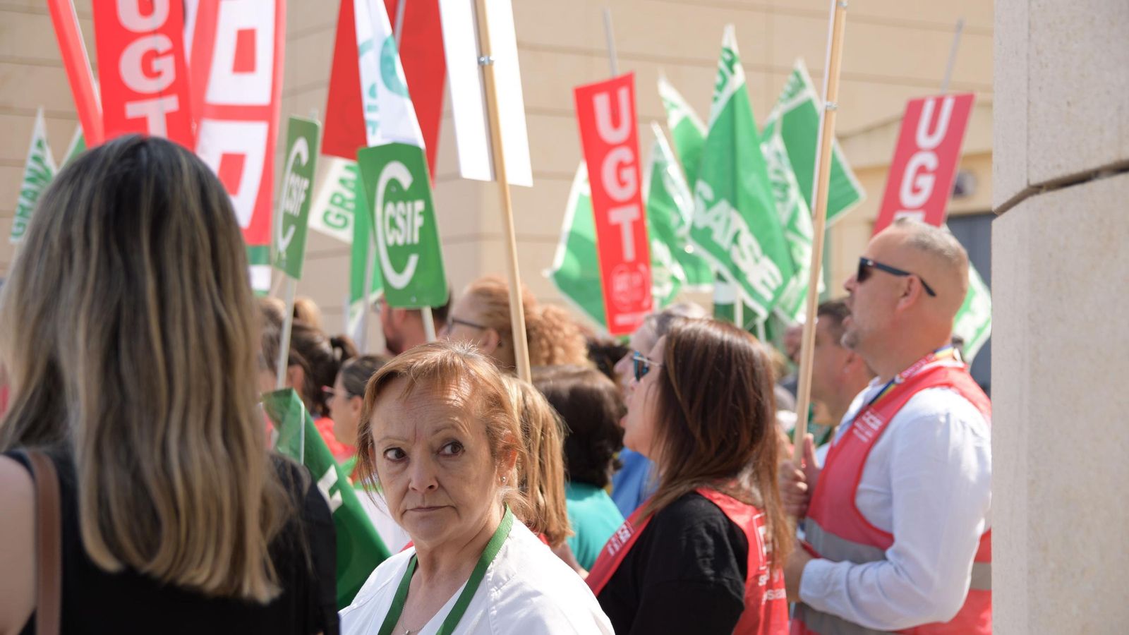 Trabajadores del hospital en la movilización
