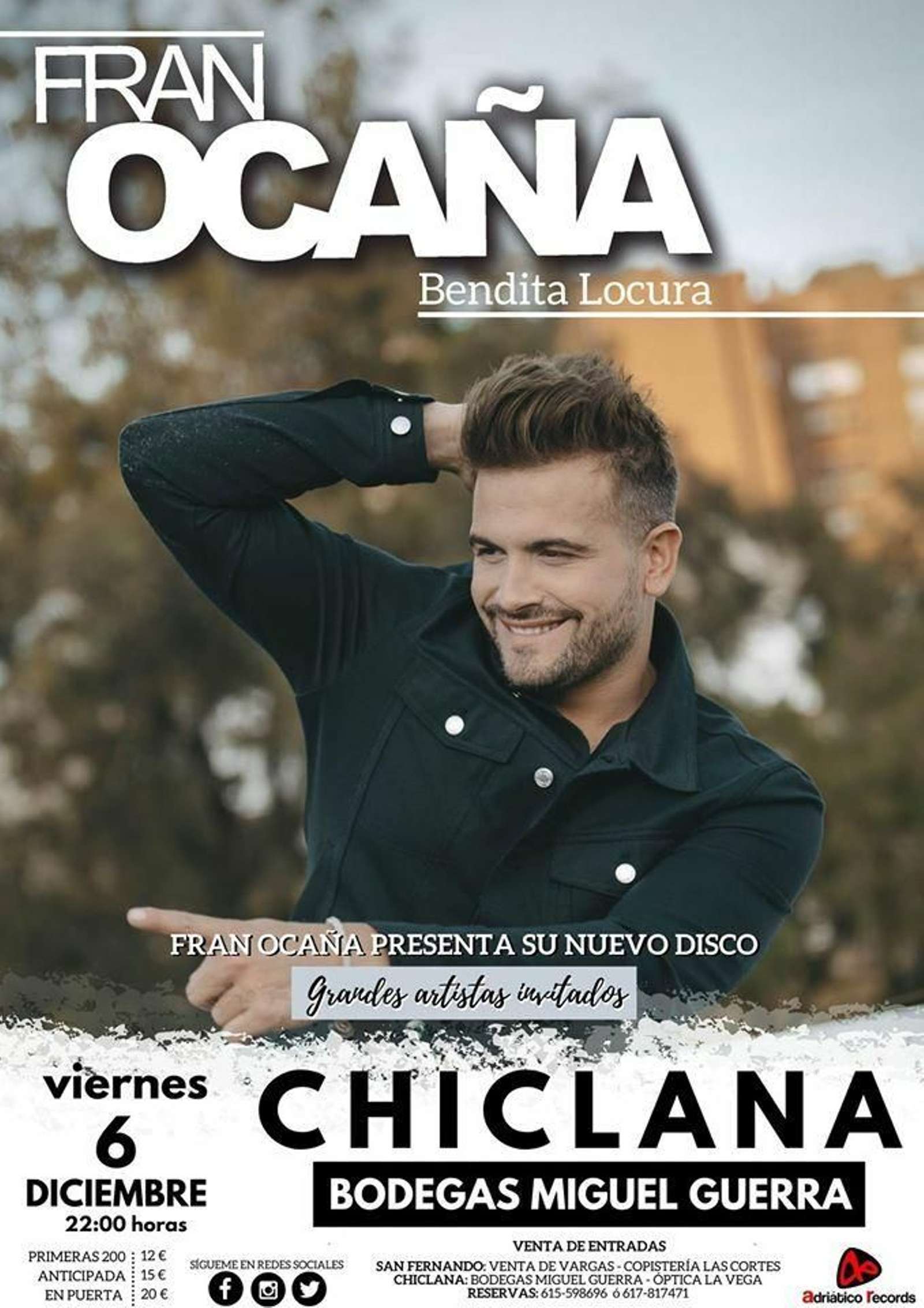Cartel que anunciar el concierto con el que Fran Ocaña presentará su quinto disco.