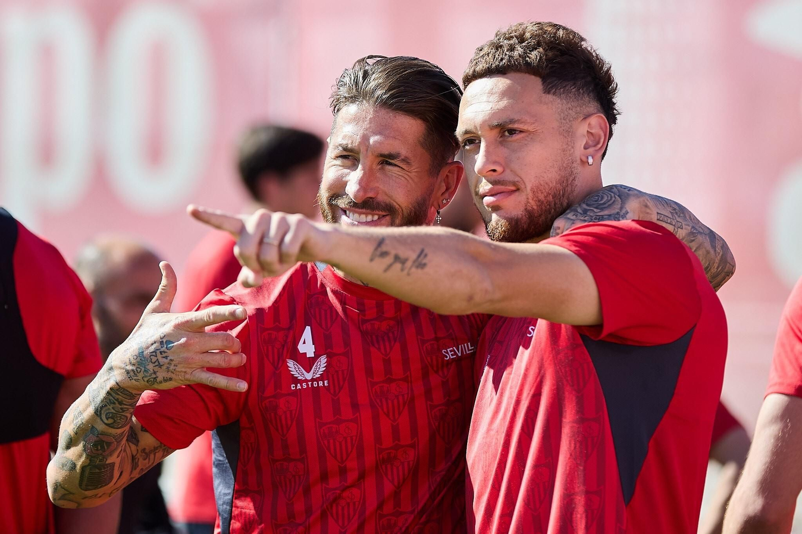 Ocampos y Sergio Ramos, en la sesión de este martes.