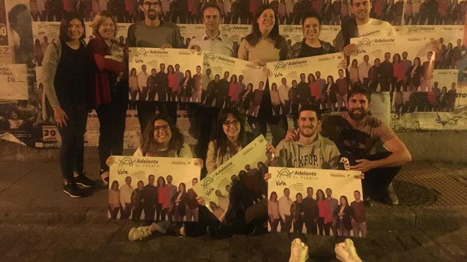 Adelante El Puerto ayer por la noche al inicio de campaña.