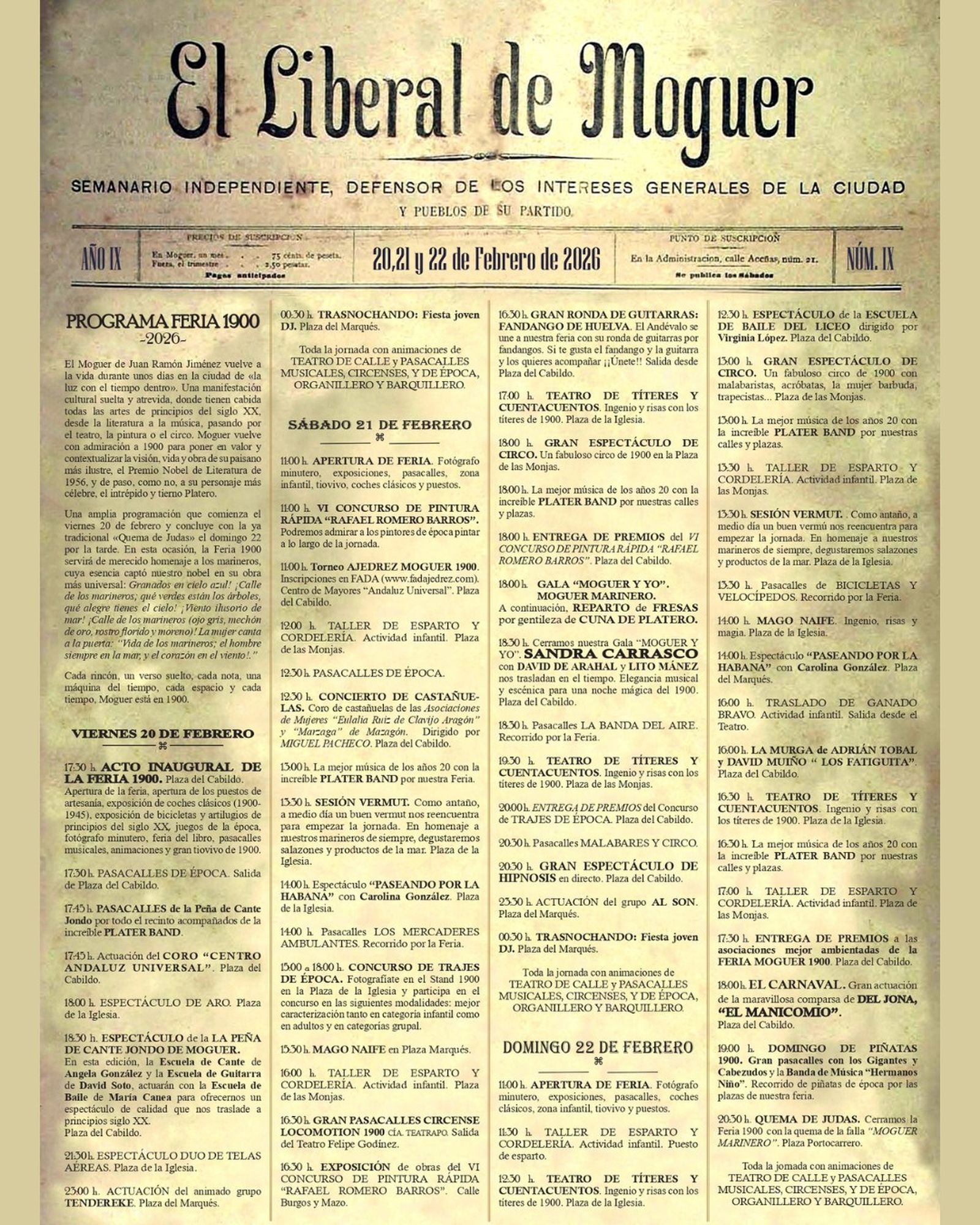 Programación Feria 1900