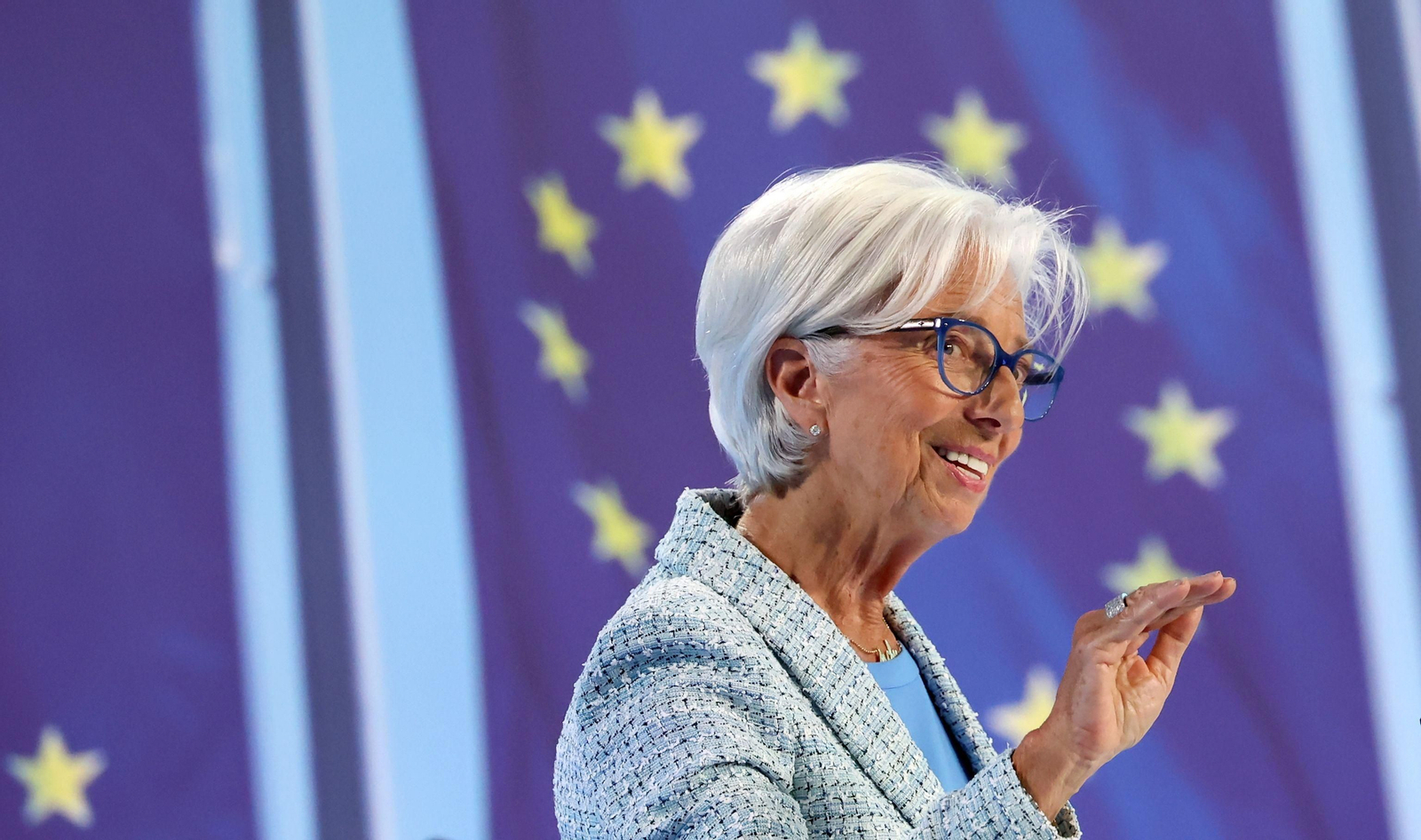 Christine Lagarde, presidenta del BCE, este jueves en rueda de prensa