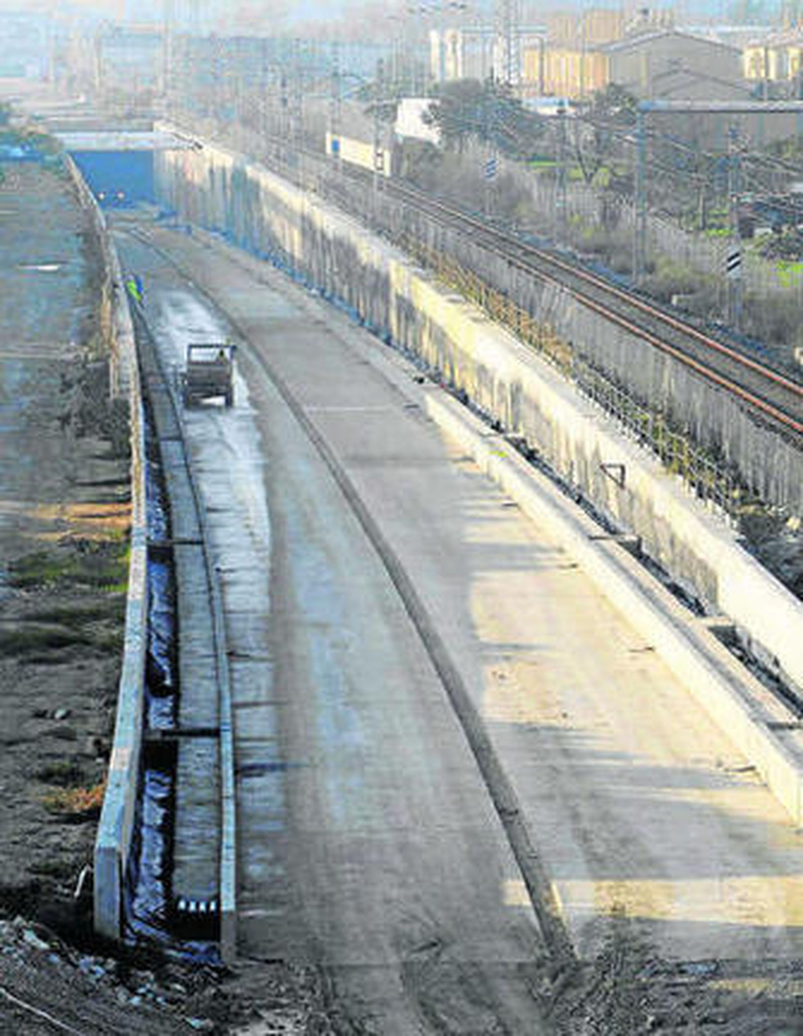 Obras del soterramiento en Puerto Real.