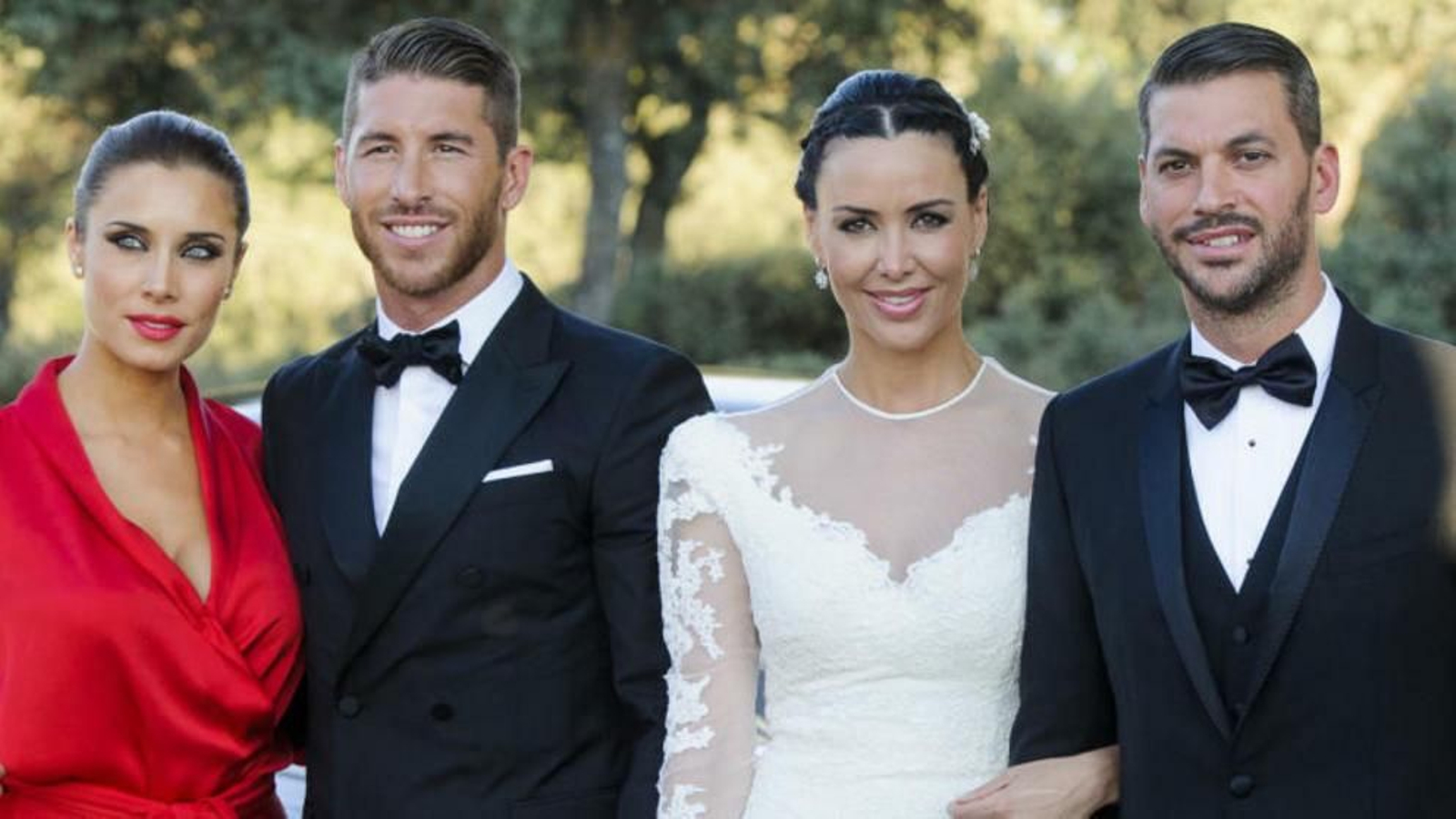 Pilar Rubio, Sergio Ramos, Vania Millán y René Ramos, en la boda de los dos últimos.