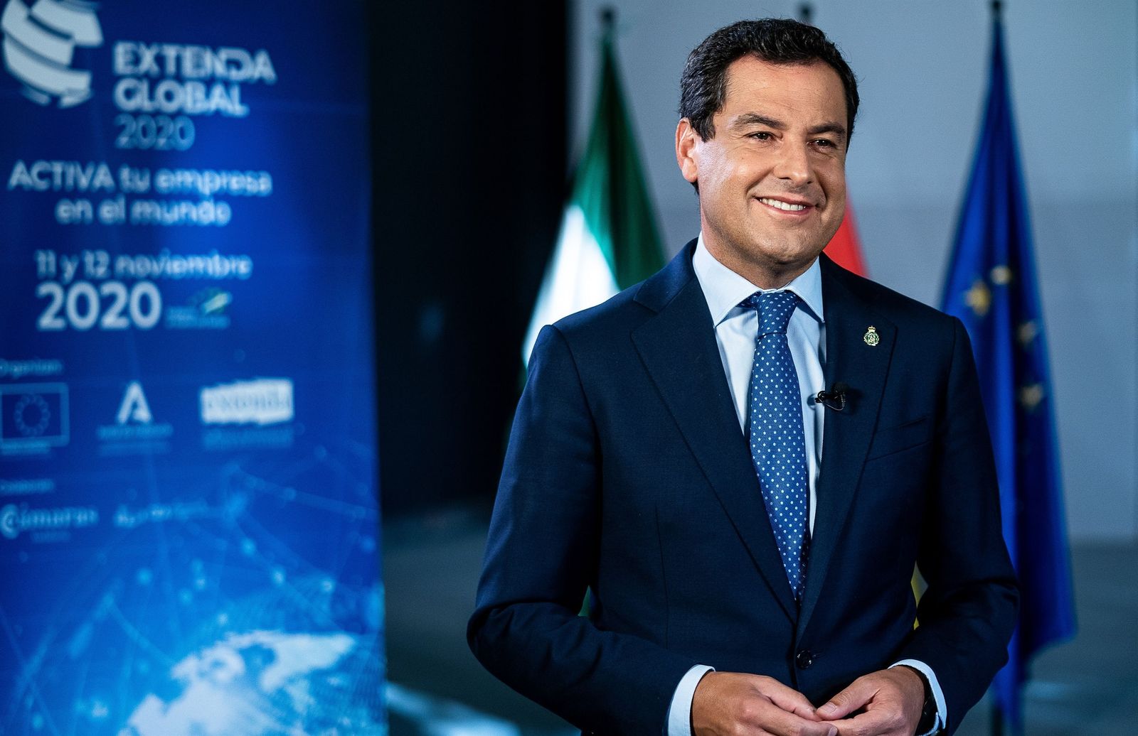 El presidente de la Junta, Juanma Moreno, ayer miércoles, durante la inauguración virtual de Extenda Global 2020.