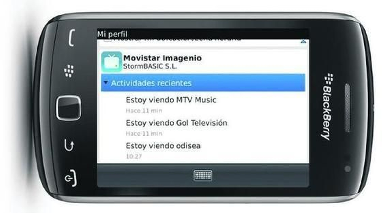 Movistar Imagenio en BlackBerry.