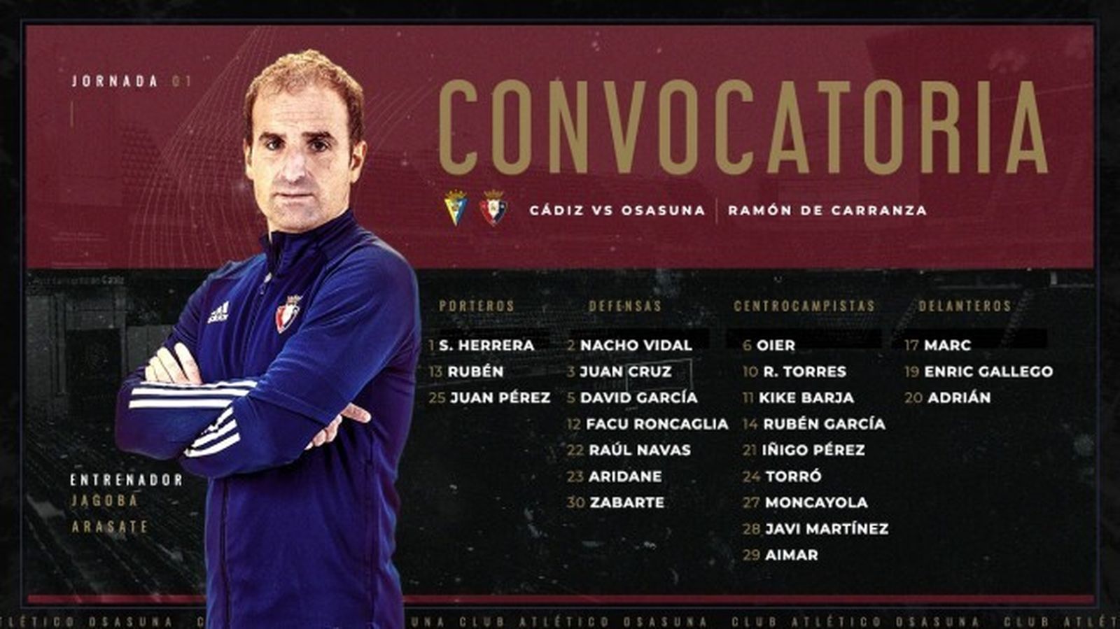 Lista de convocados de Osasuna.