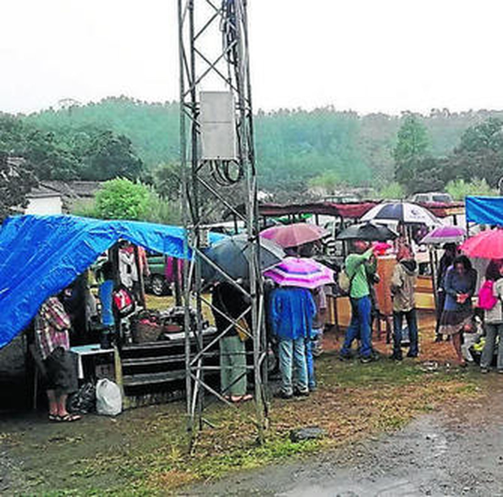 El mercado campensino y sus visitantes.