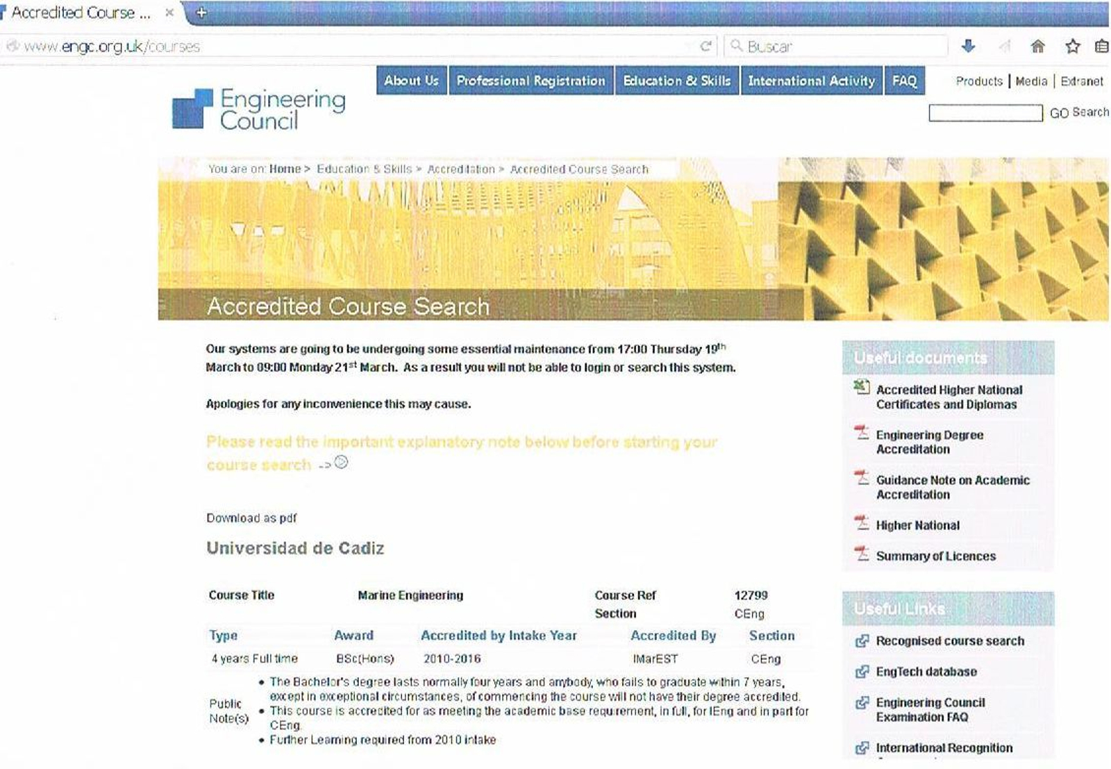 Certificación The Engineering Council de Ingeniería Marina Certificación The Engineering Council de Ingeniería Marina