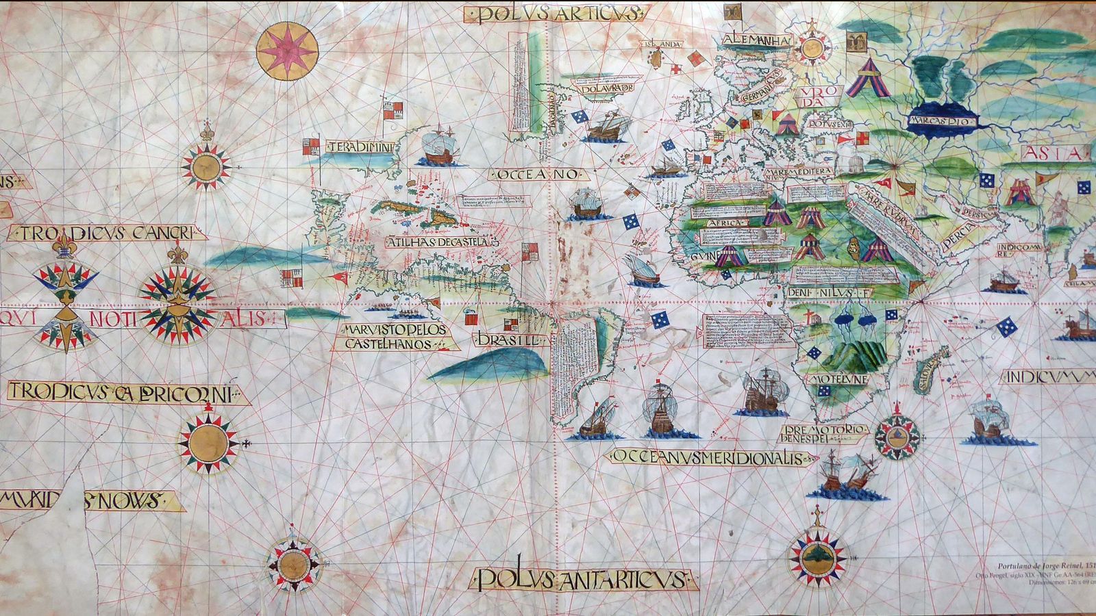 Portulano, de Jorge Reinel, 1517. Atlas de Vaz Dourado