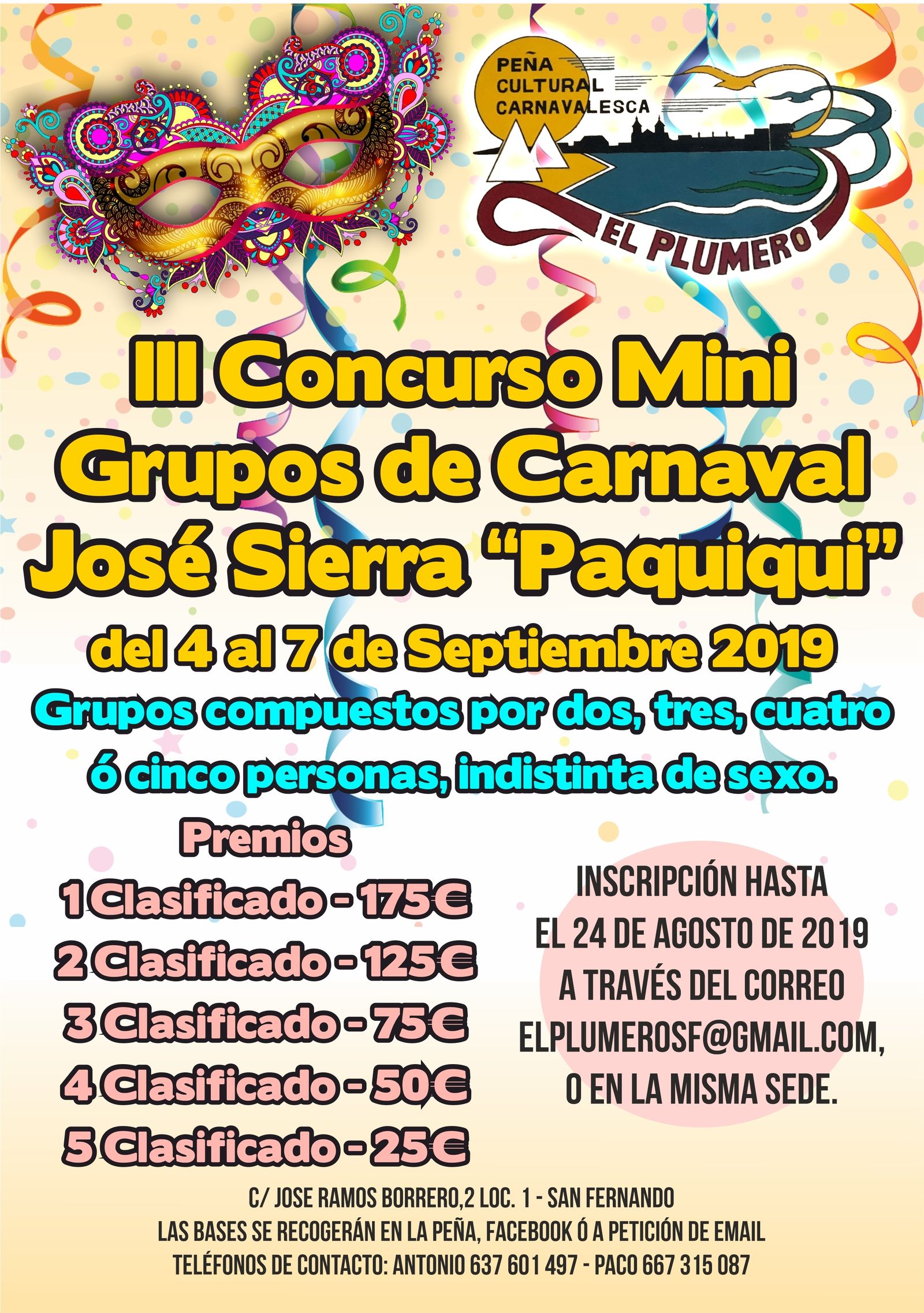 Cartel anunciador del concursod e El Plumero.