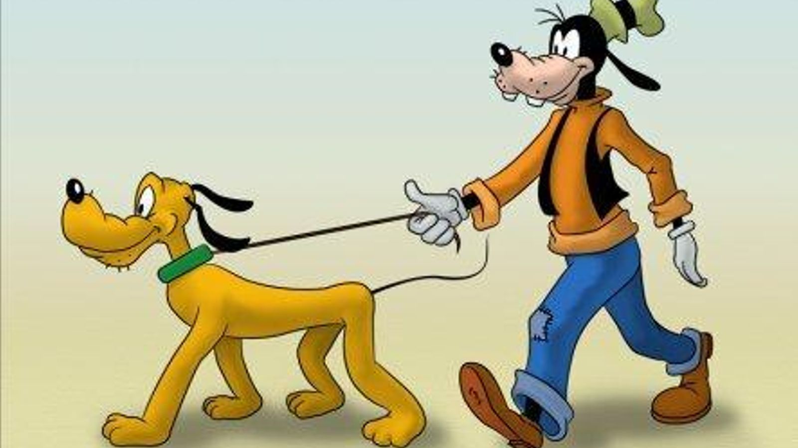 Goofy el perro pasea a su perro Pluto