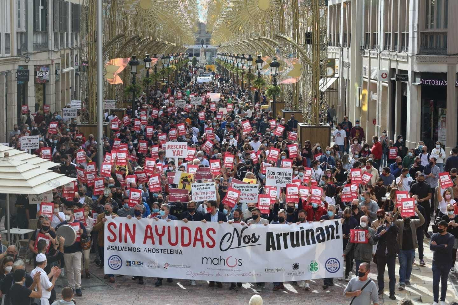 La protesta en calle Larios.