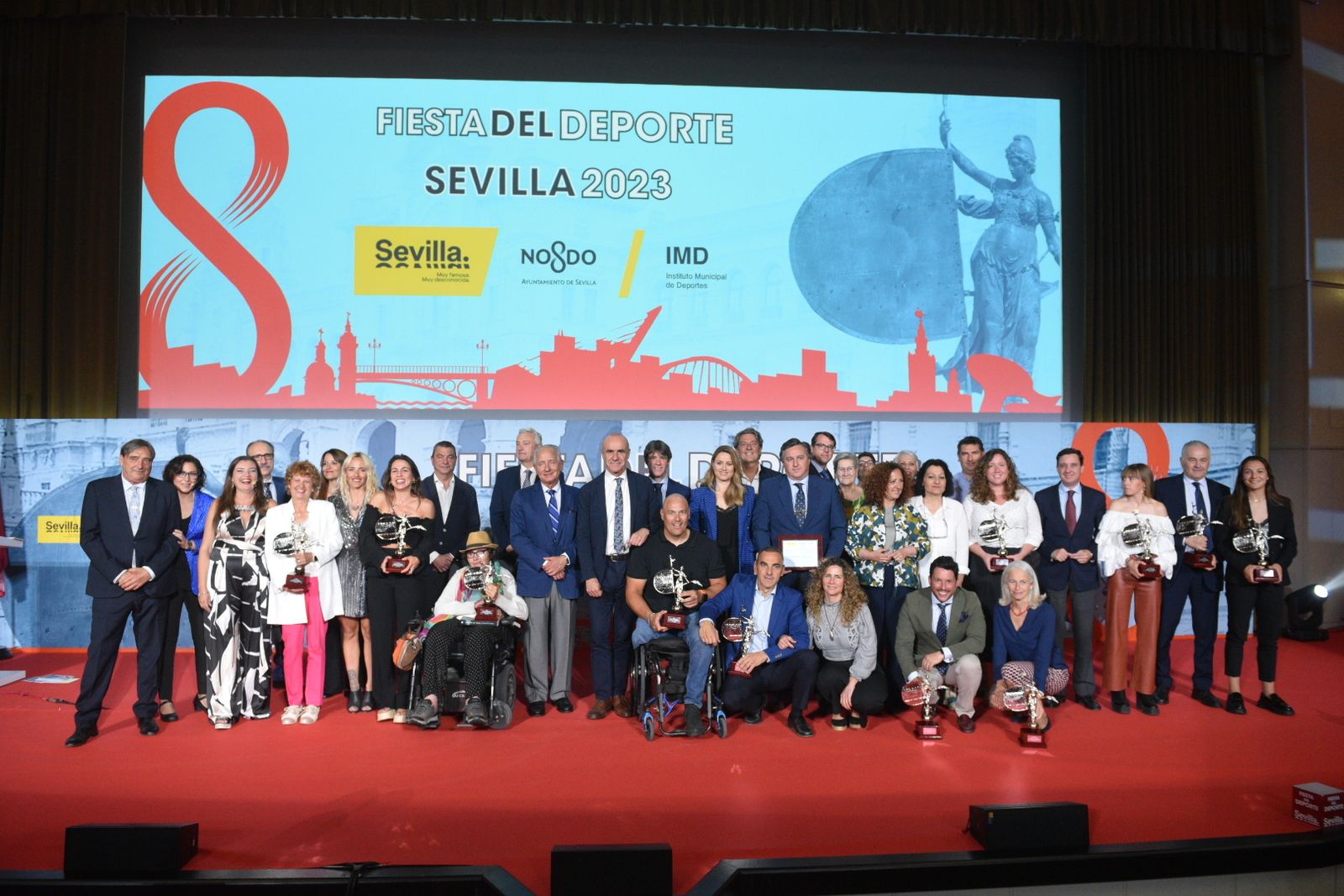 La foto de los premiados en la Fiesta del Deporte de 2023.