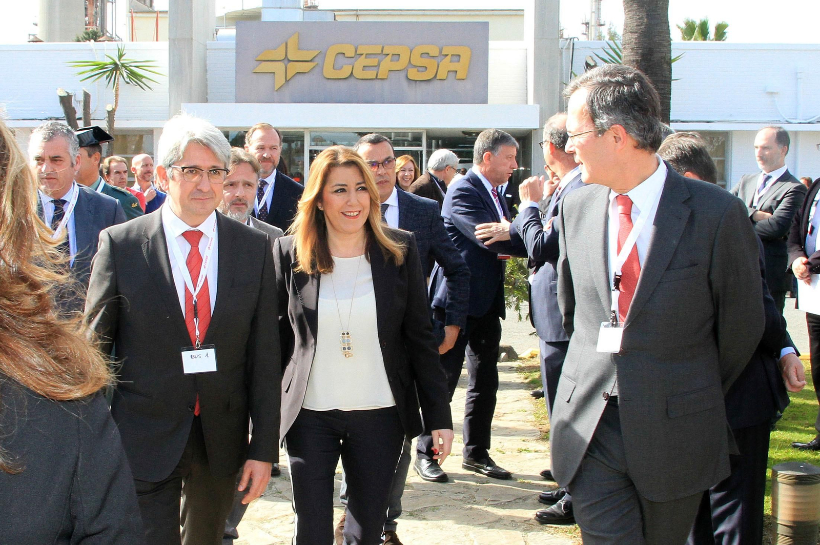 La presidenta de la Junta de Andalucía, Susana Díaz, y el consejero delegado de Cepsa, Pedro Miró, inauguran el proyecto 'Optimización de Aromáticos' de Cepsa, en imágenes