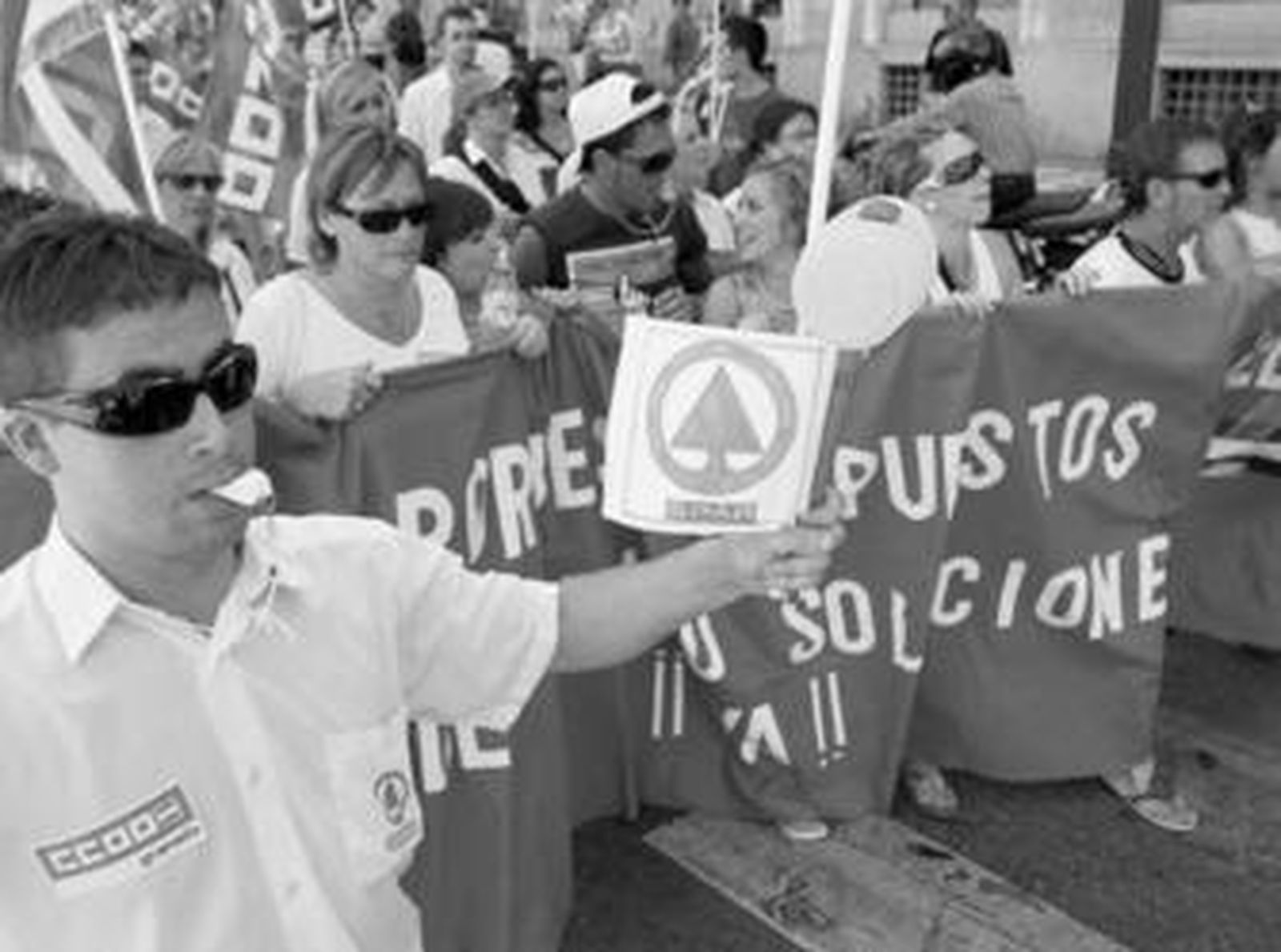 Los trabajadores, en la manifestación convocada el pasado 27 de agosto.