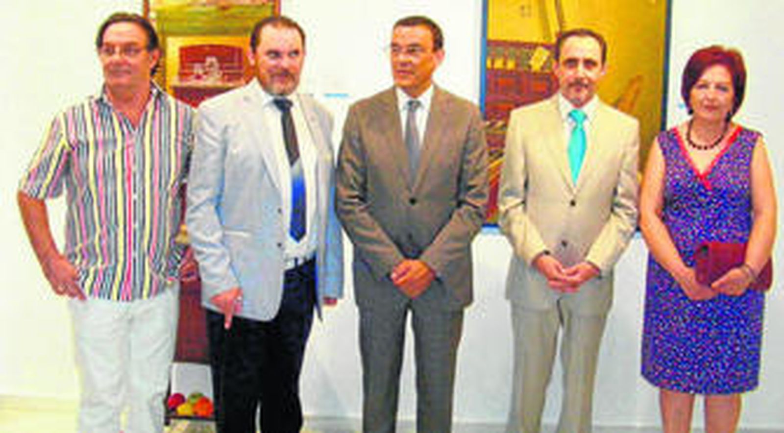 Juan Barba, Martín Gálvez, Ignacio Caraballo, Domingo Domínguez y Antonia Villalba, en la inauguración de las exposiciones.