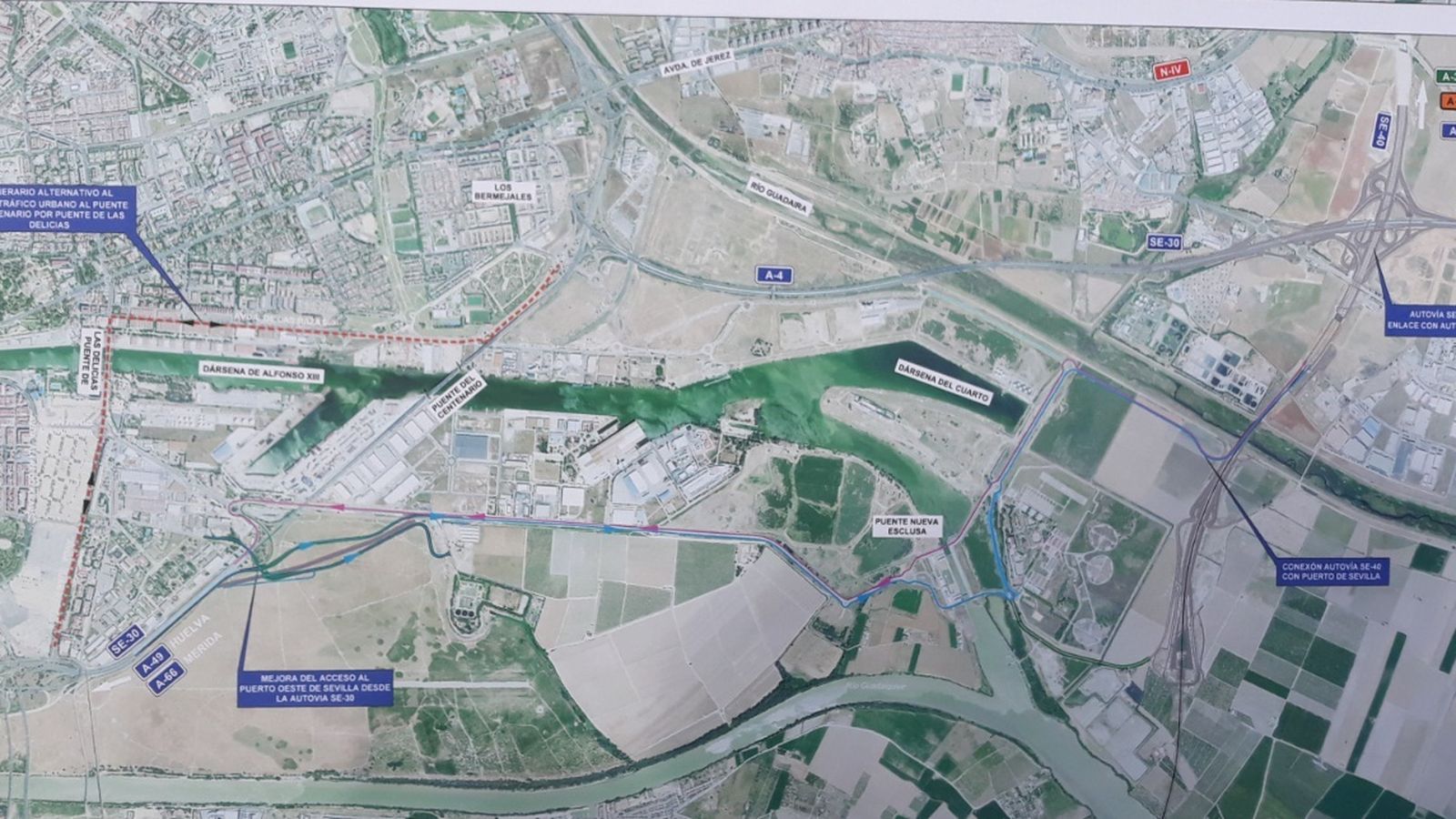 Desvíos desde la SE-30 y la SE-40.