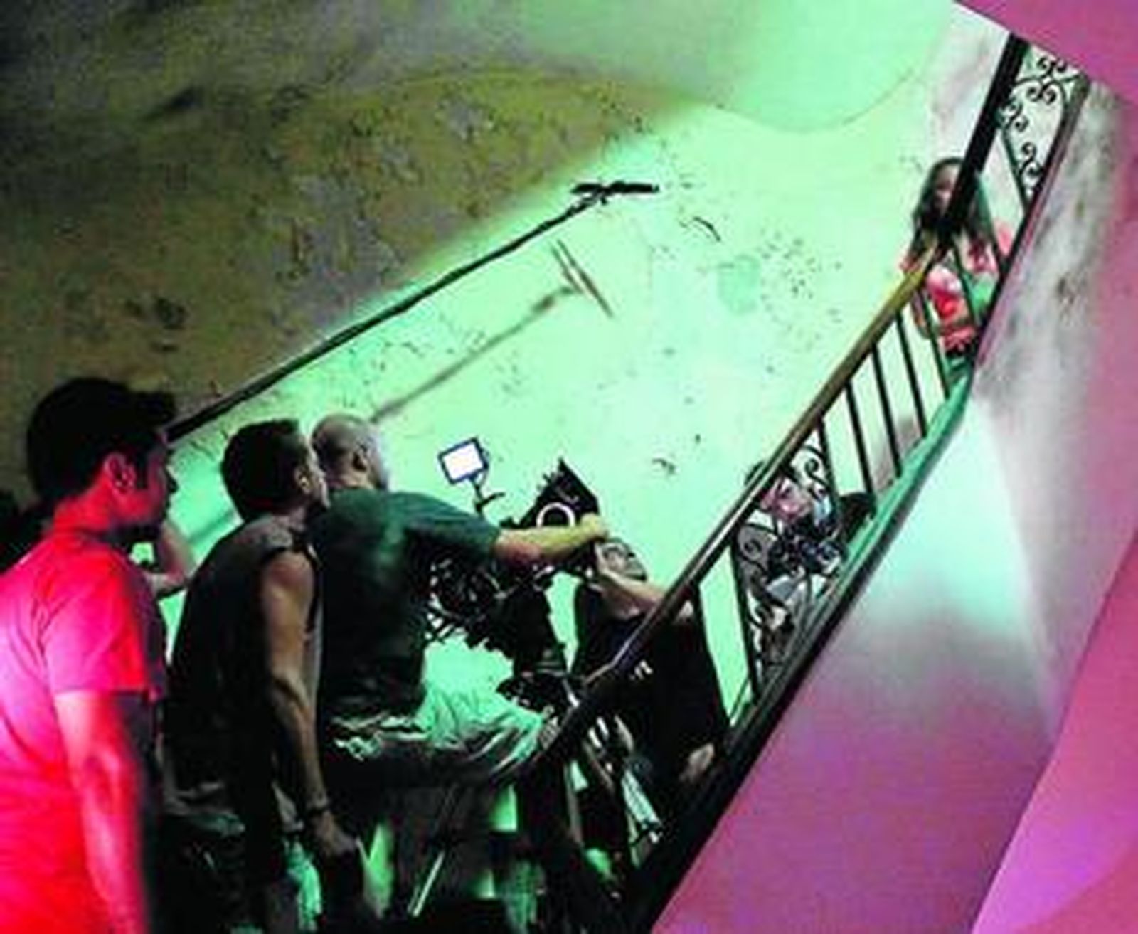 Rodaje del cortometraje 'Jaque', ayer, en La Equitativa.