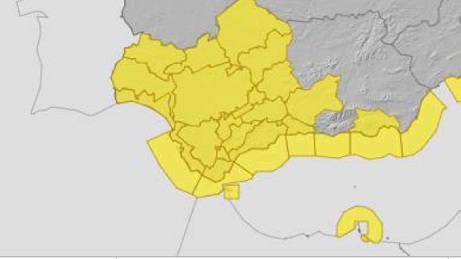Mapa de alertas de la AEMET para el Domingo de Ramos.