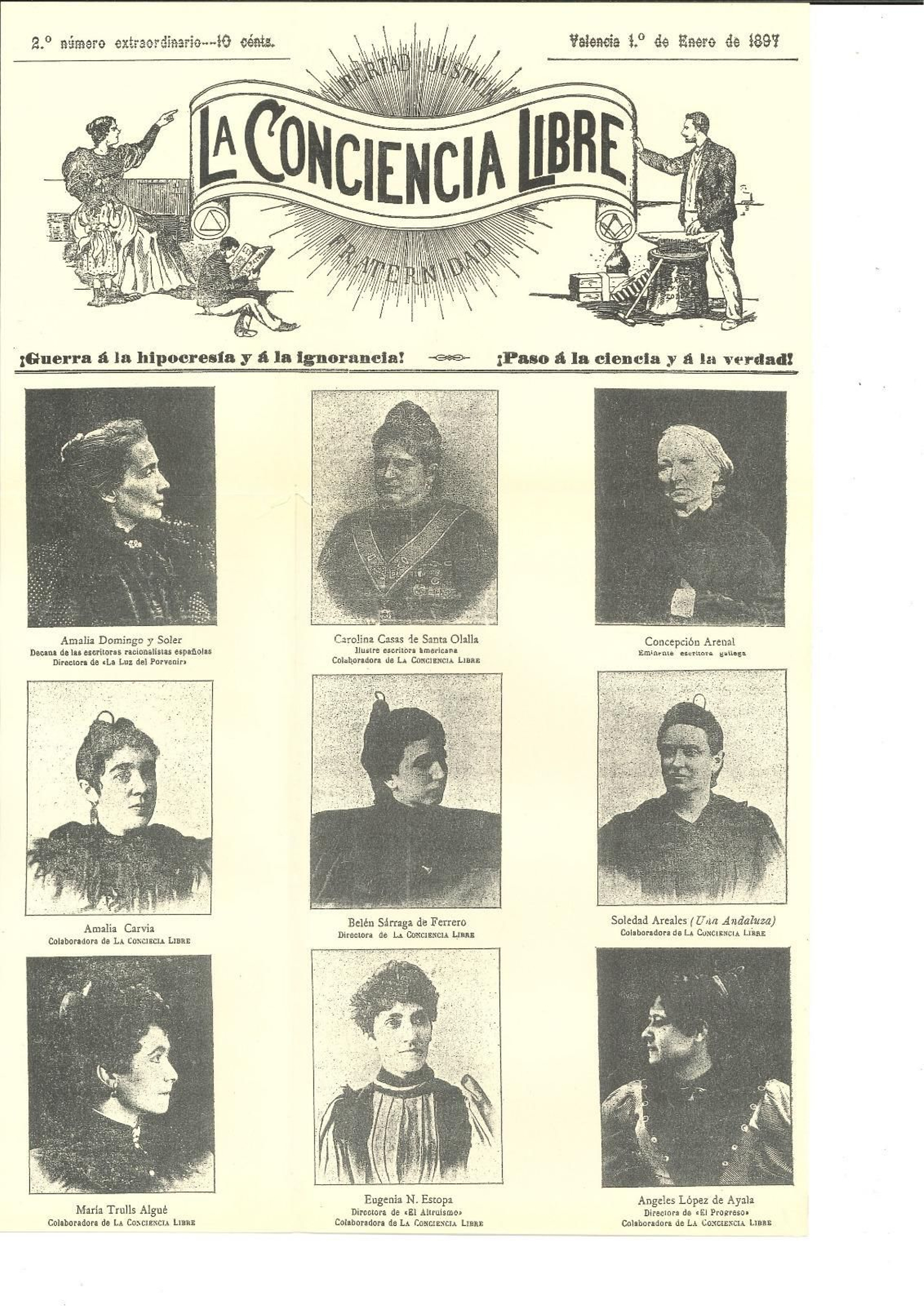 El periódico La Conciencia Libre, del que Amalia Carvia fue una de sus redactoras más brillantes.