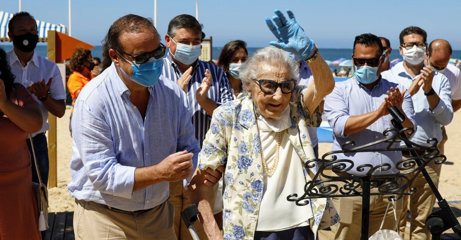 La sevillana María Luisa Priego, en un momento del homenaje que recibió de Rota.