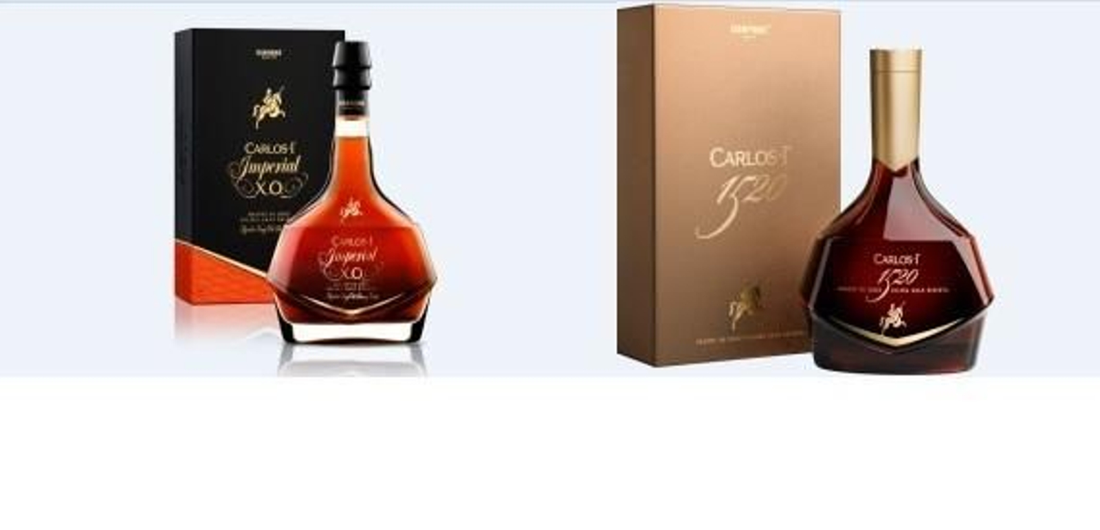 Botellas y estuches de Carlos I Imperial XO y Carlos I 1520.