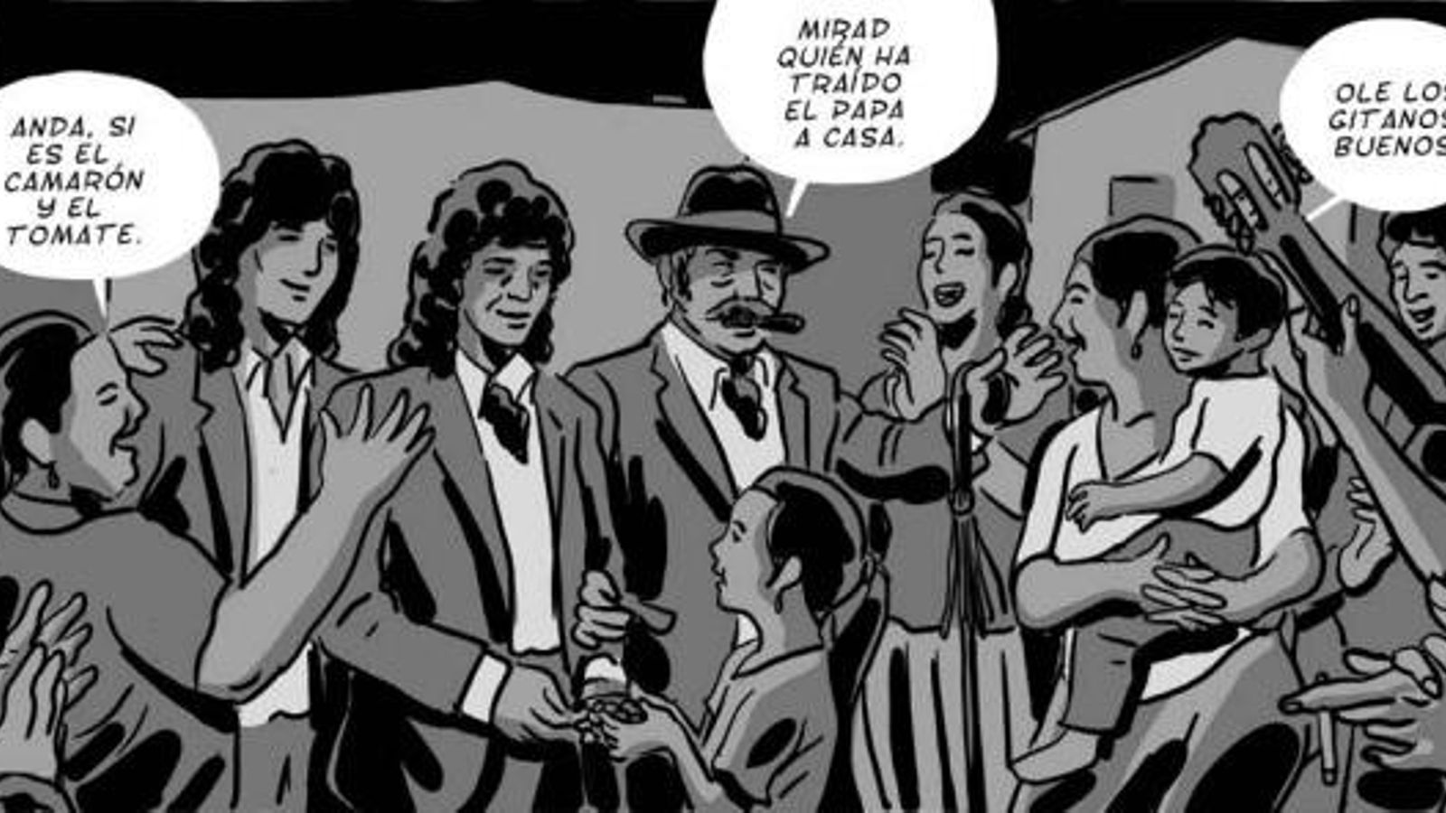 Otra de las viñetas de la novela gráfica sobre Camarón de la Isla