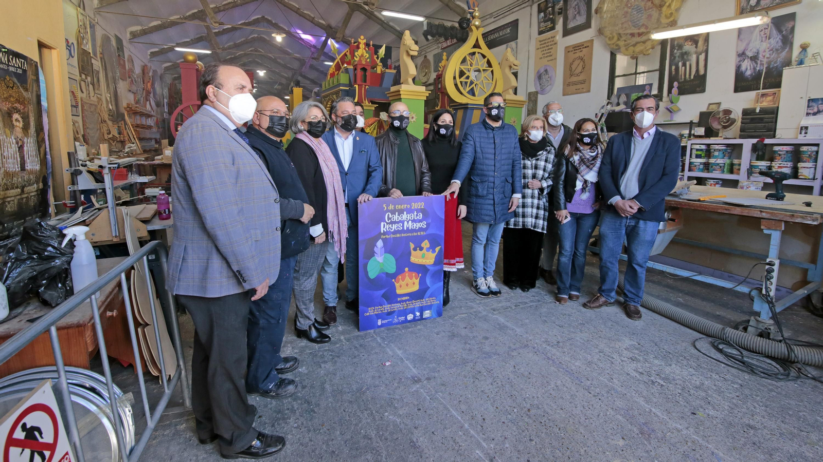 Visita de sus Majestades al taller de fiestas del ayuntamiento de Jerez