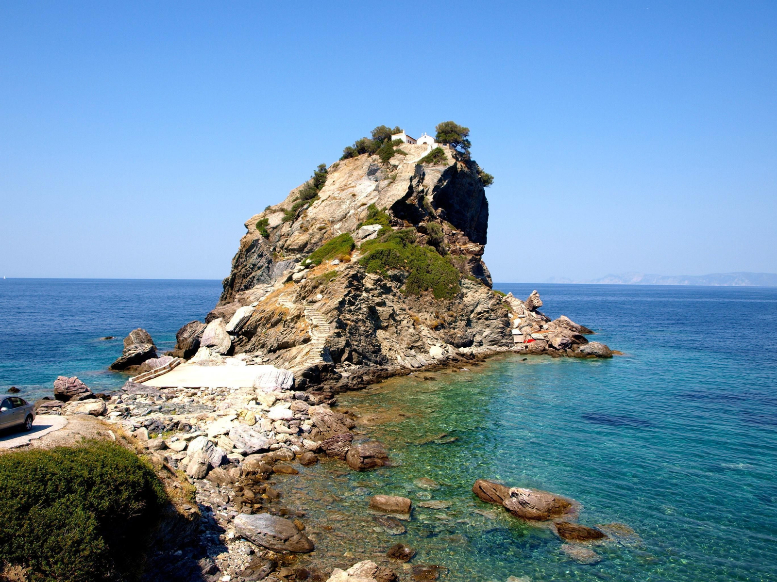 Ermita de San Juan, en Skópelos, donde se grabaron algunas escenas de 'Mamma Mía!'.