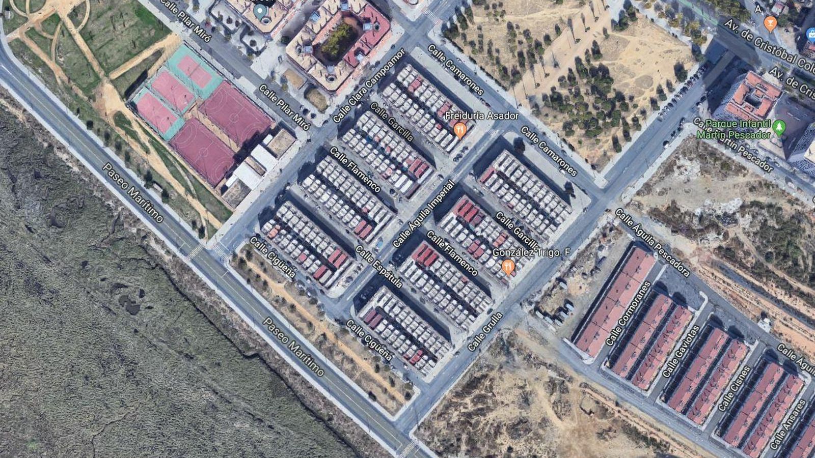 Vista satélite de la barriada con el callejero sobre el que se actuará ahora.