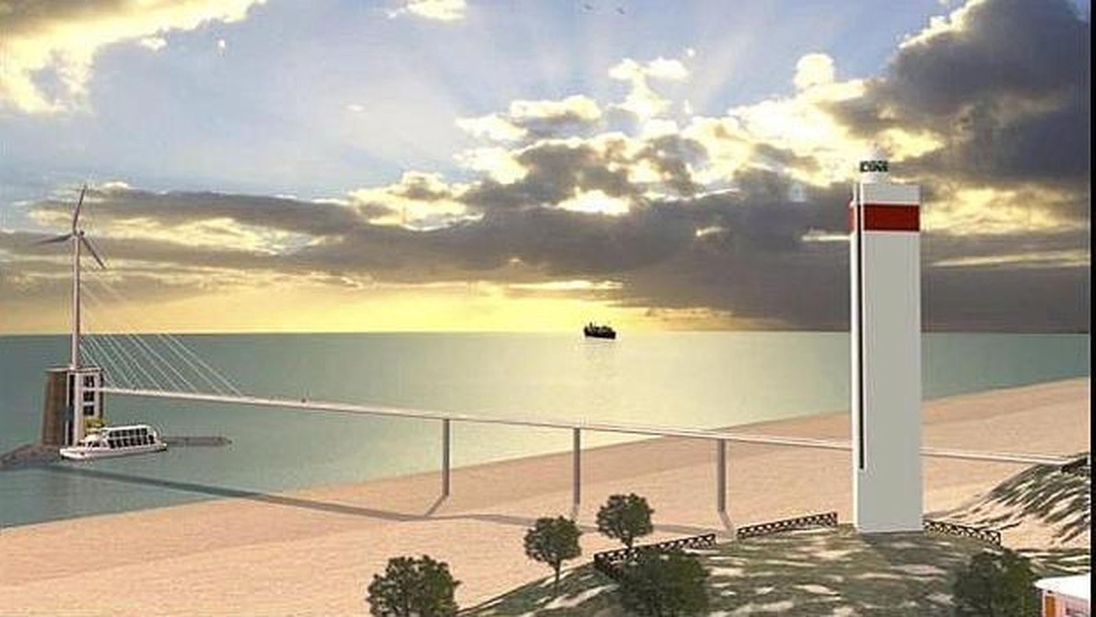 Recreación de cómo quedaría una hipotética estación marítima en Matalascañas (Huelva).